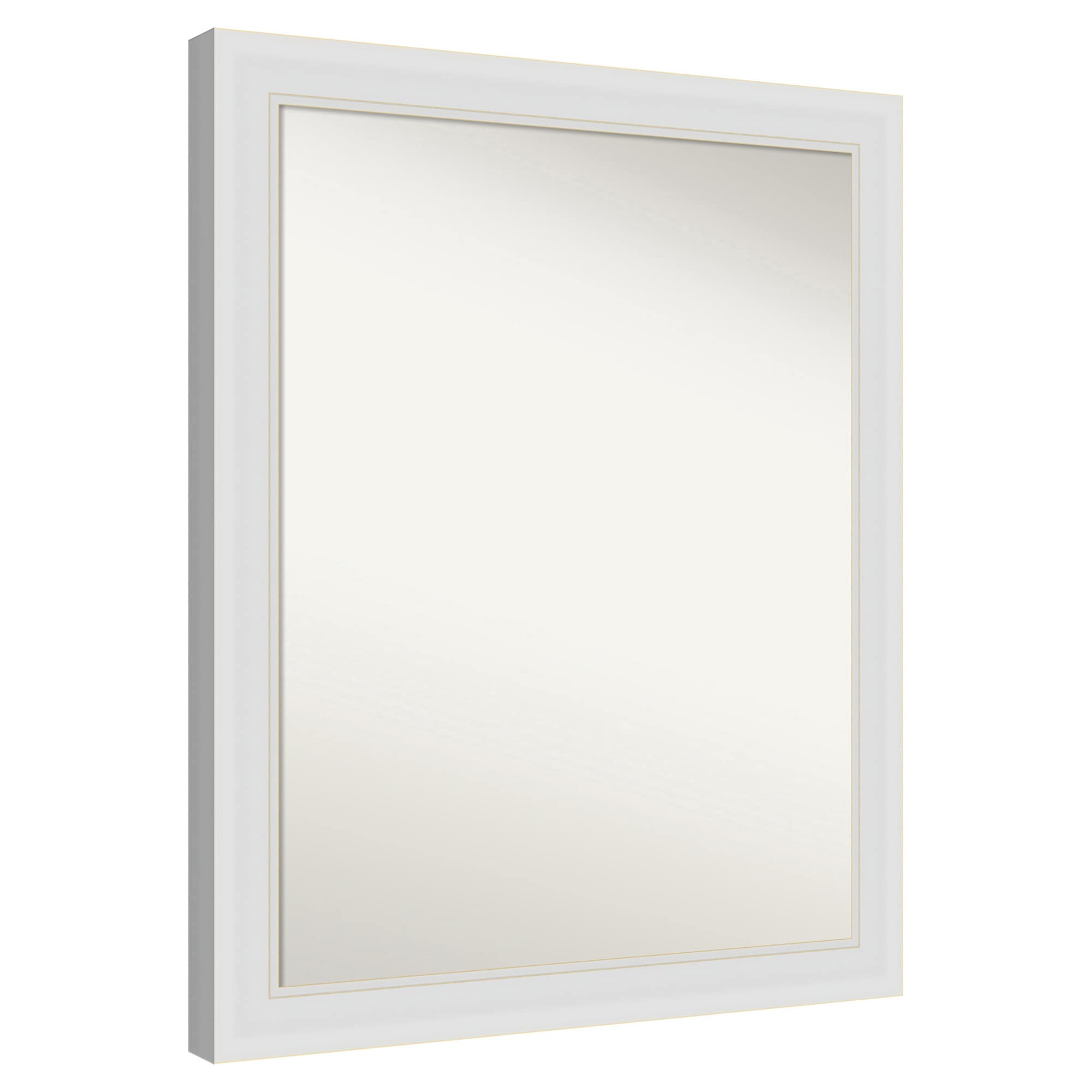 Amanti Art -  Non-Beveled Mirror Flair Soft White Framed Wood Bathroom Wall Mirror 32 x 26 in.