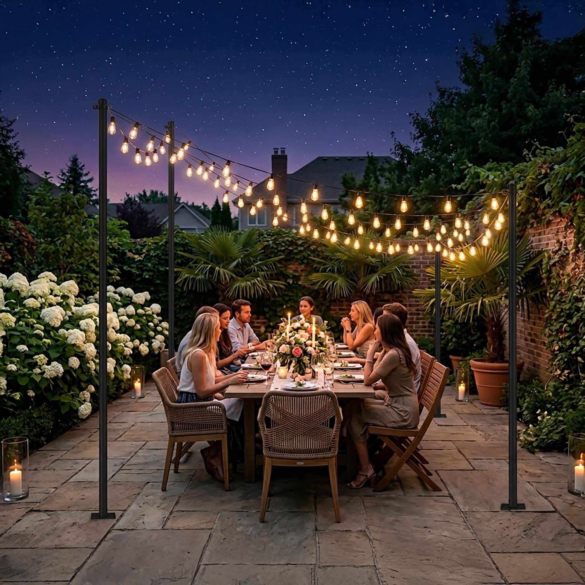 Yescom 8-FT/10-FT String Light Poles Festoon Posts with Bracket Clamp ...