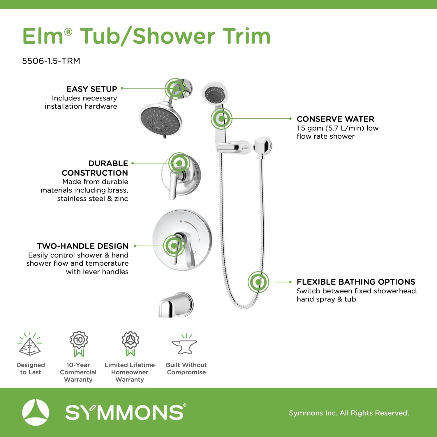 Symmons 5506-1.5-TRM Tub-Shower-Faucets - View #9