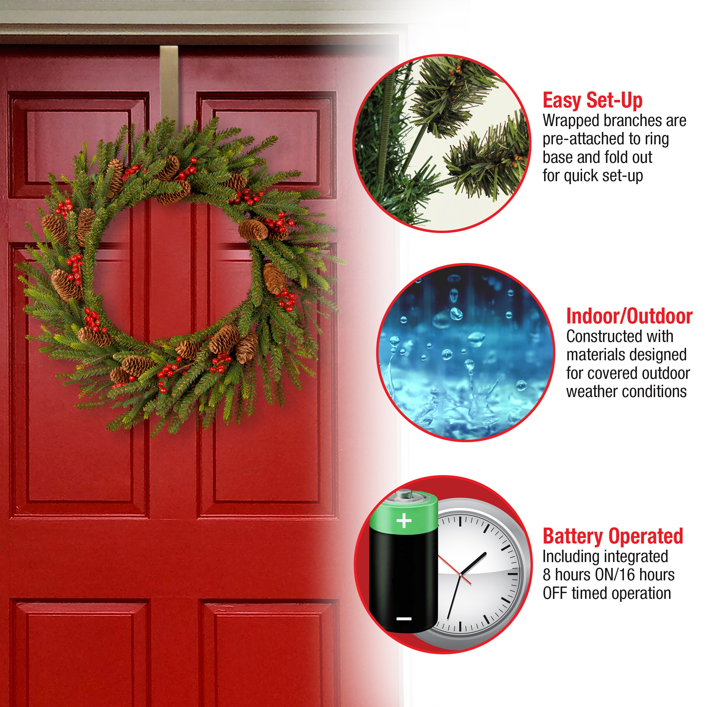 National Tree Company PEDR3-300-24WB1 Artificial-Christmas-Wreaths - View #6