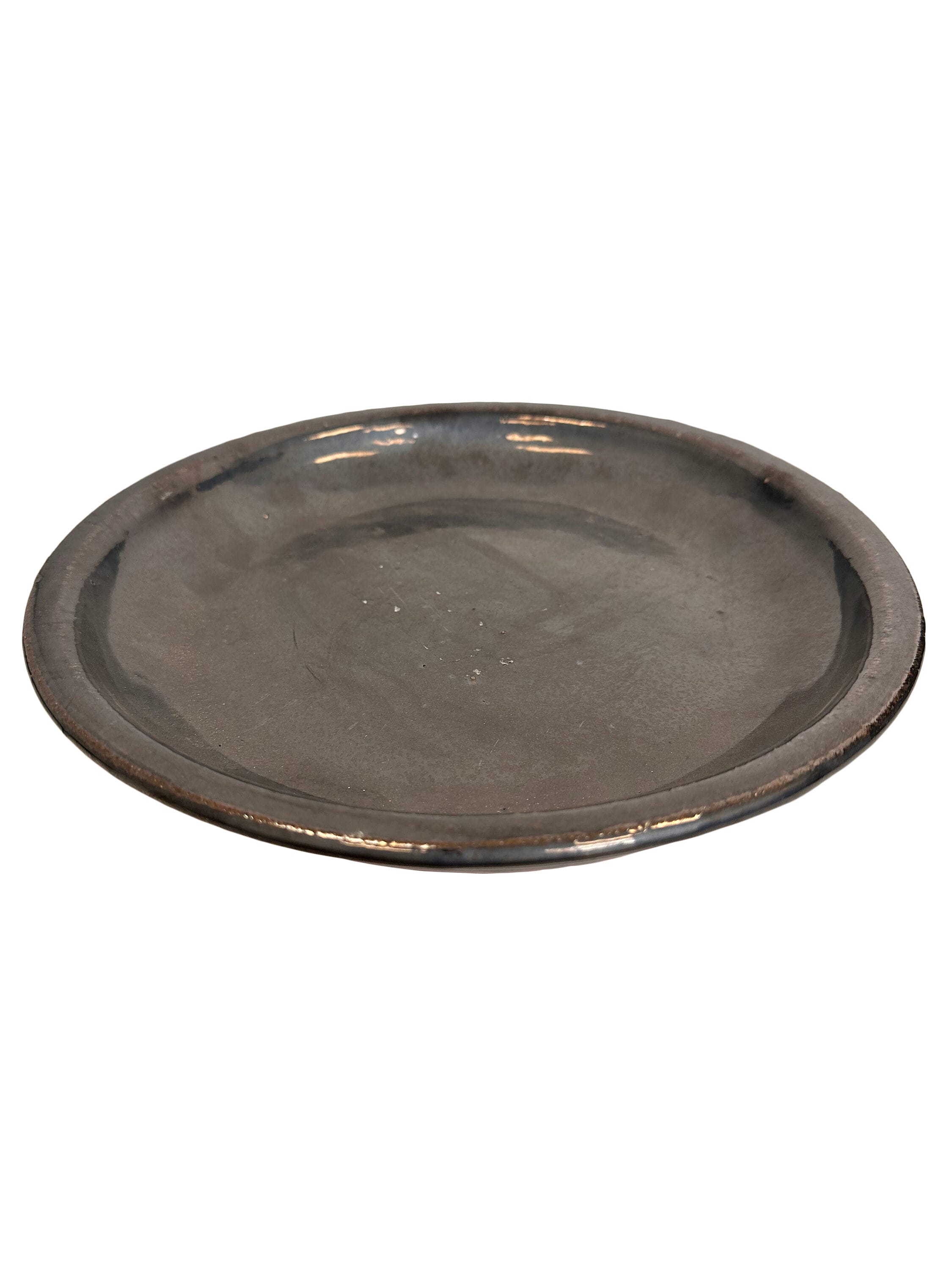 allen + roth GM-S12 11.6-in Gun Metal Glazed ceramic Plant Saucer