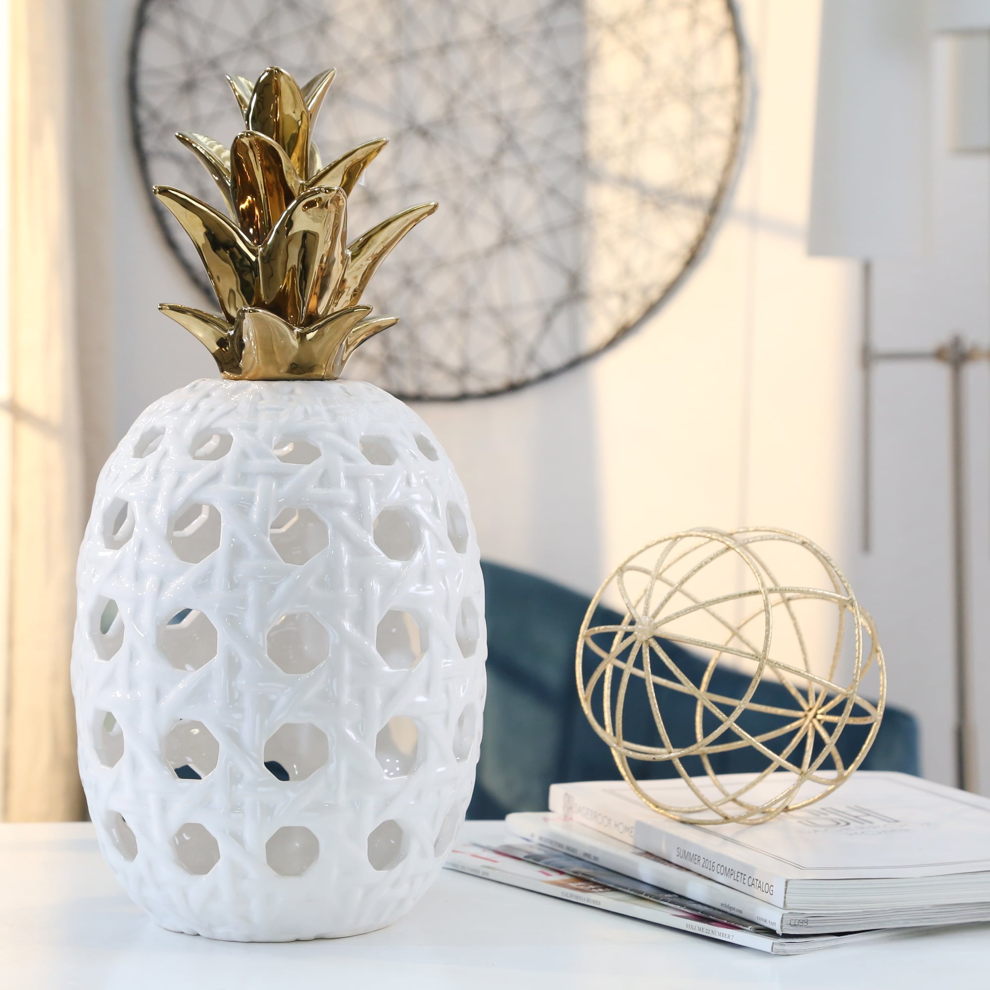 allen + roth 14458-01 White Ceramic Modern Sculpture