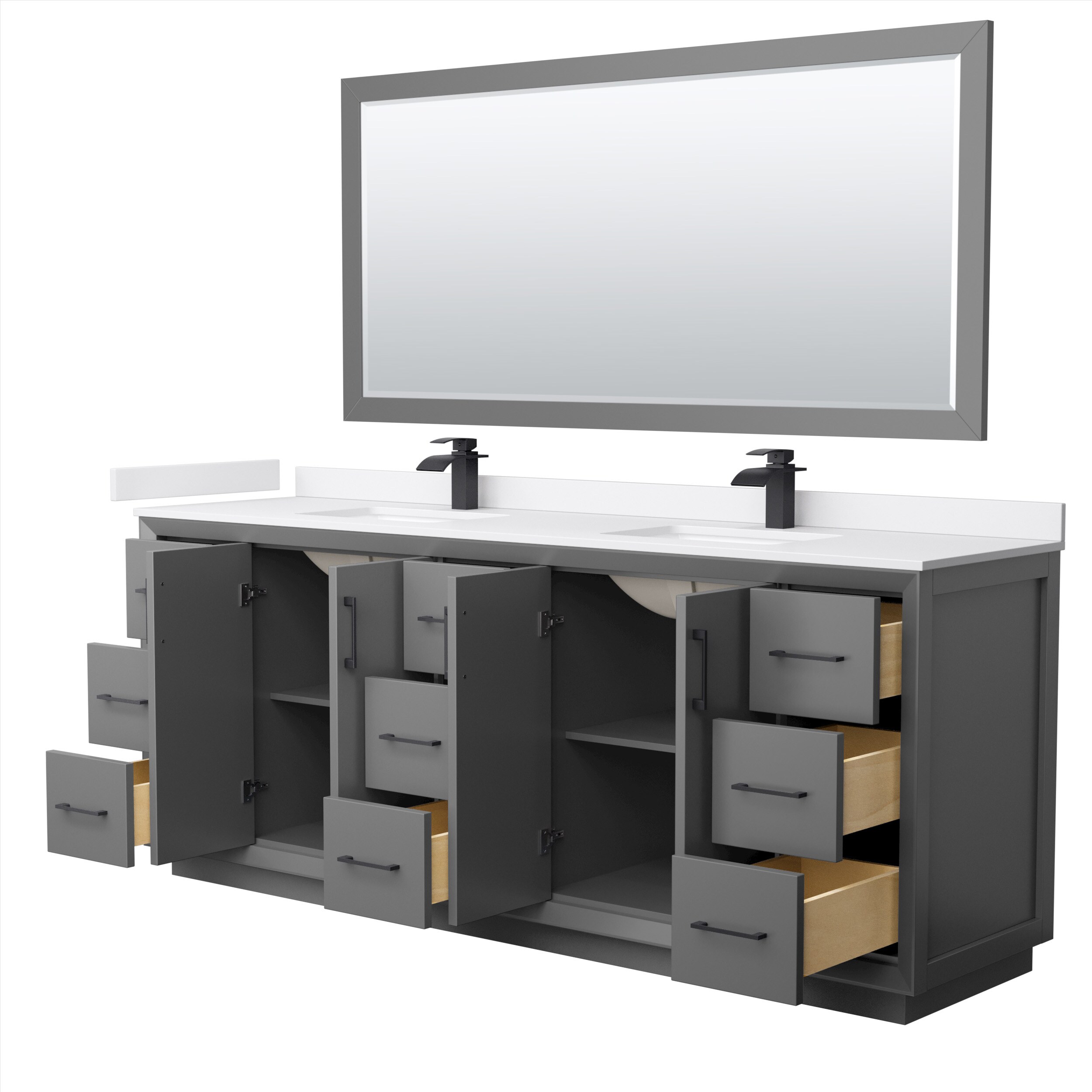 Wyndham Collection WCF414184DGBWCUNSM70 Bath-Vanity-Combo - View #2