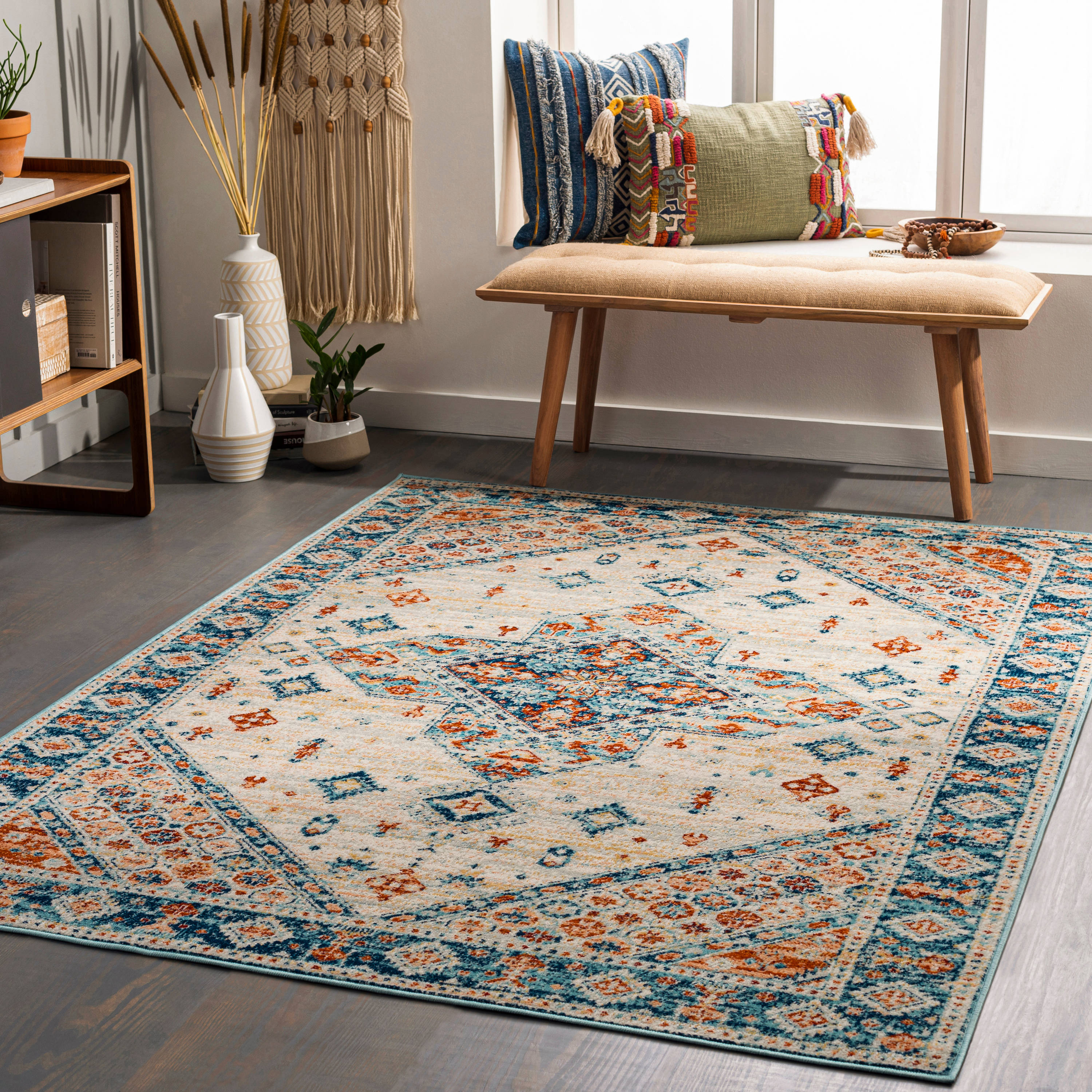 Artistic Weavers RDD2300-679 Redondo beach 7 X 9 (ft) Light Grey/Blue Indoor/Outdoor Medallion Oriental Area Rug