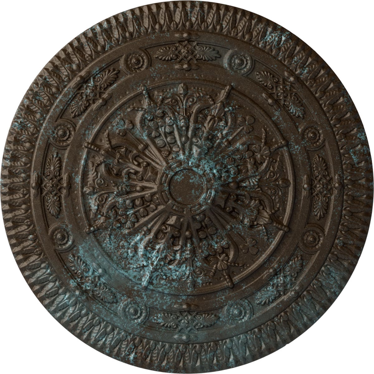 Ekena Millwork CM37NABBS Naple 37.5-in W x 37.5-in L Painted Bronze Blue Patina Polyurethane Whole Ceiling Medallion