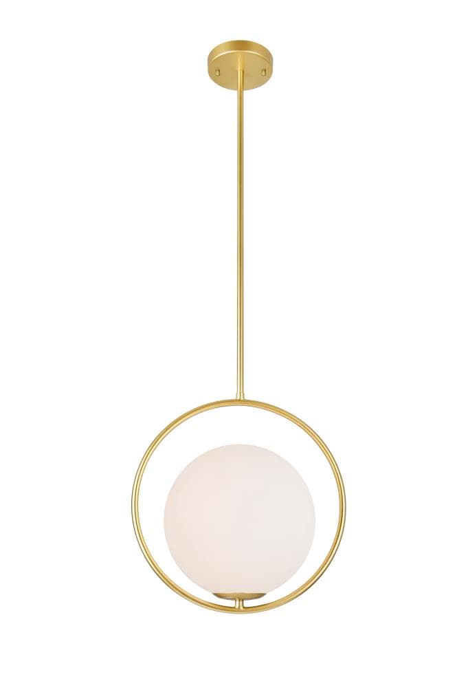 Cwi Lighting 14 Medallion Gold Modern Contemporary Frosted Glass Geometric Led Pendant Light In The Department At Com - Gold Geometric Ceiling Light