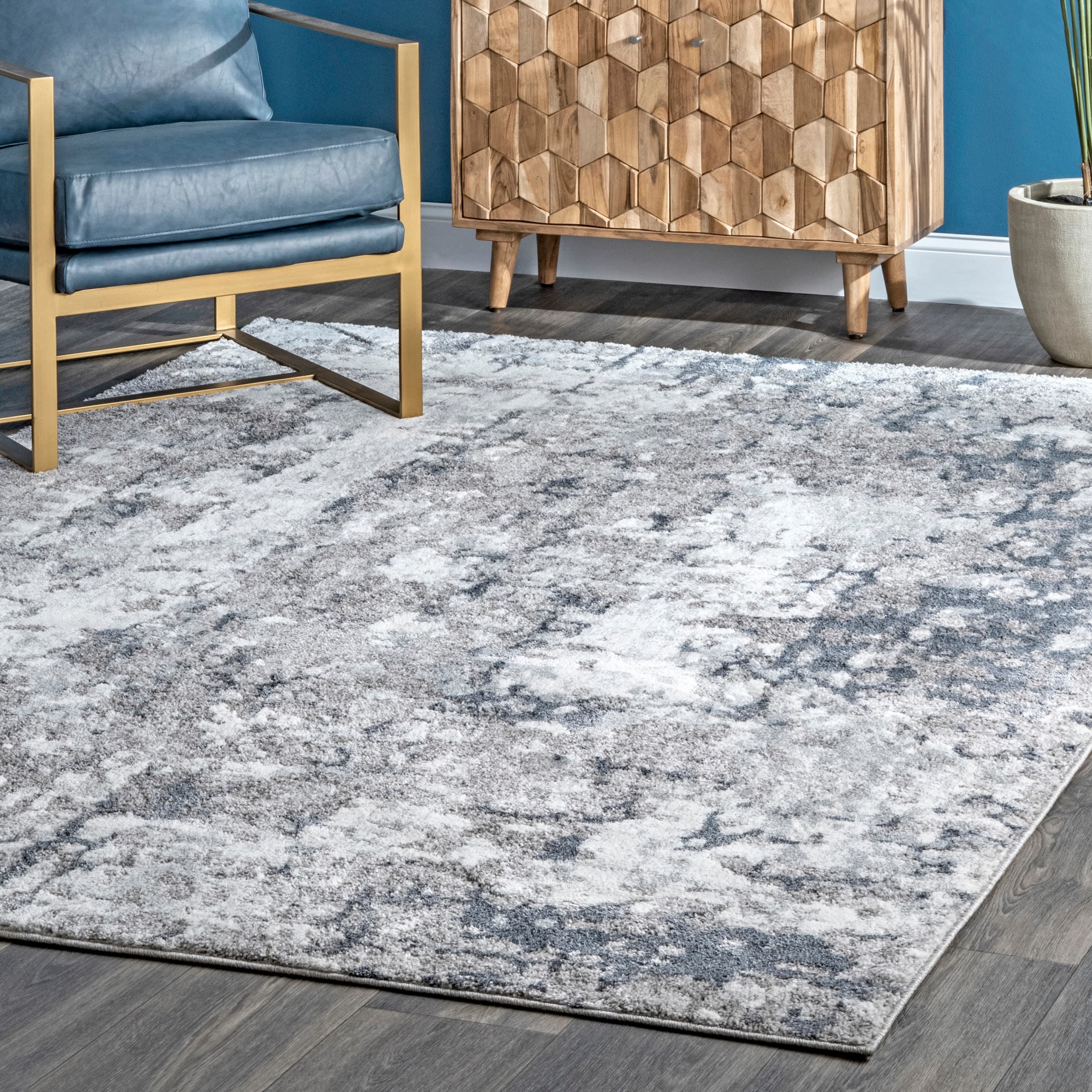 nuLOOM MEPN03A-6709 7 x 9 (ft) Loomed Polypropylene Silver Rectangular Indoor Abstract Global Area rug
