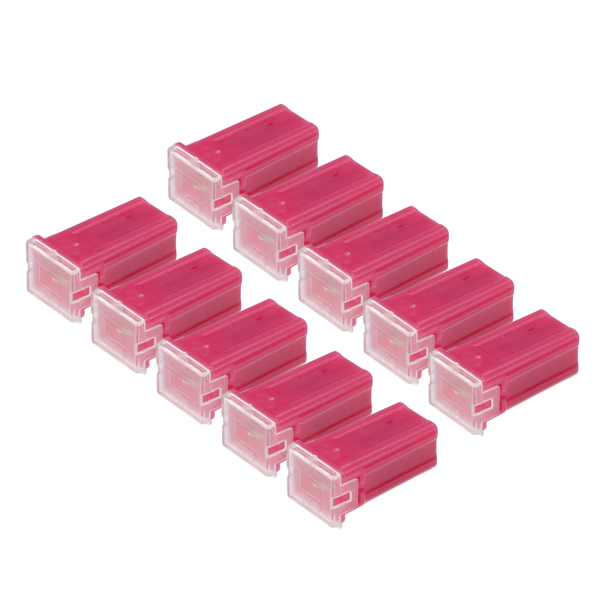 Unique Bargains 30A Micro Cartridge Fuses / Engine Inner FMM M-Case Type Fuses for Car Truck / Durable Plastic Metal / 10pcs Pink