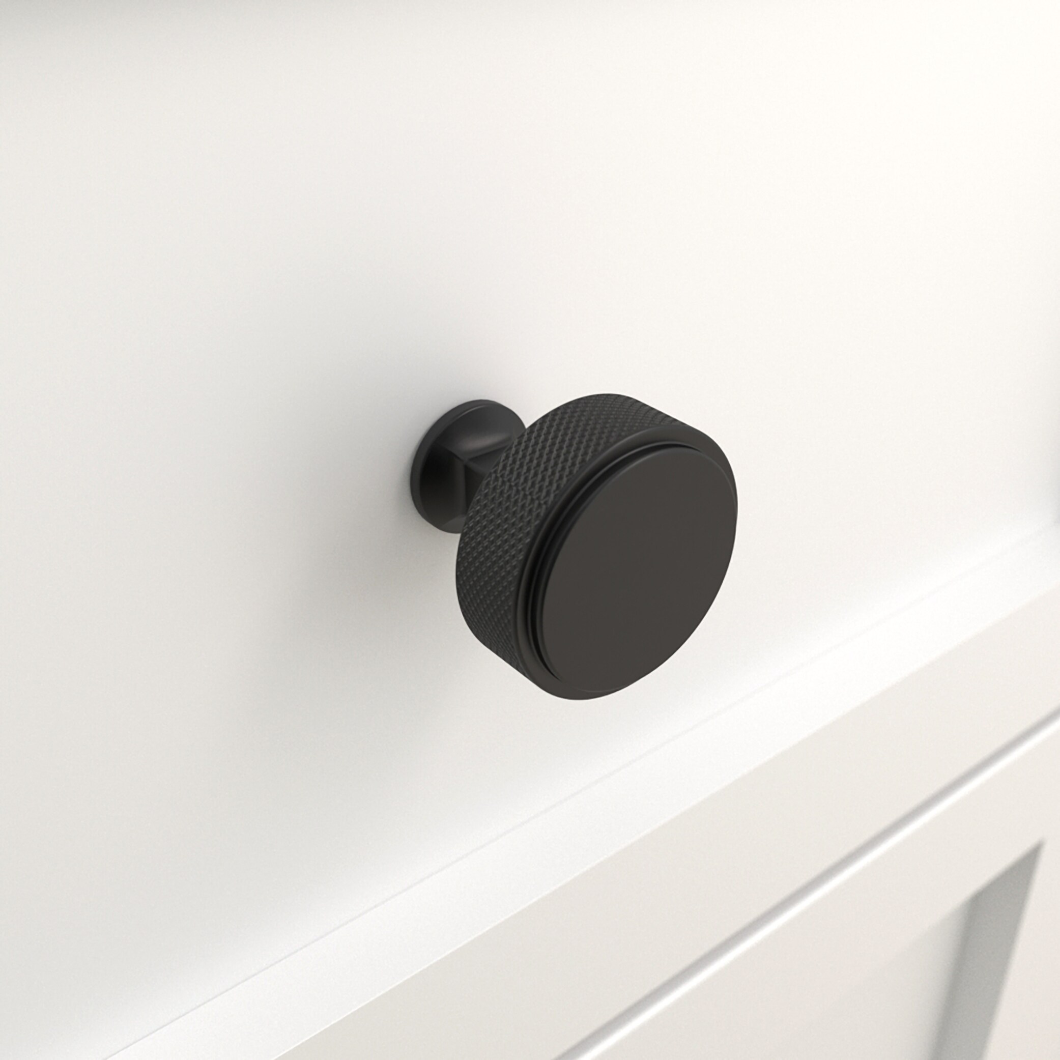 allen + roth Hadley 1-1/4-in Matte Black Round Transitional Cabinet Knob 6 -Pack