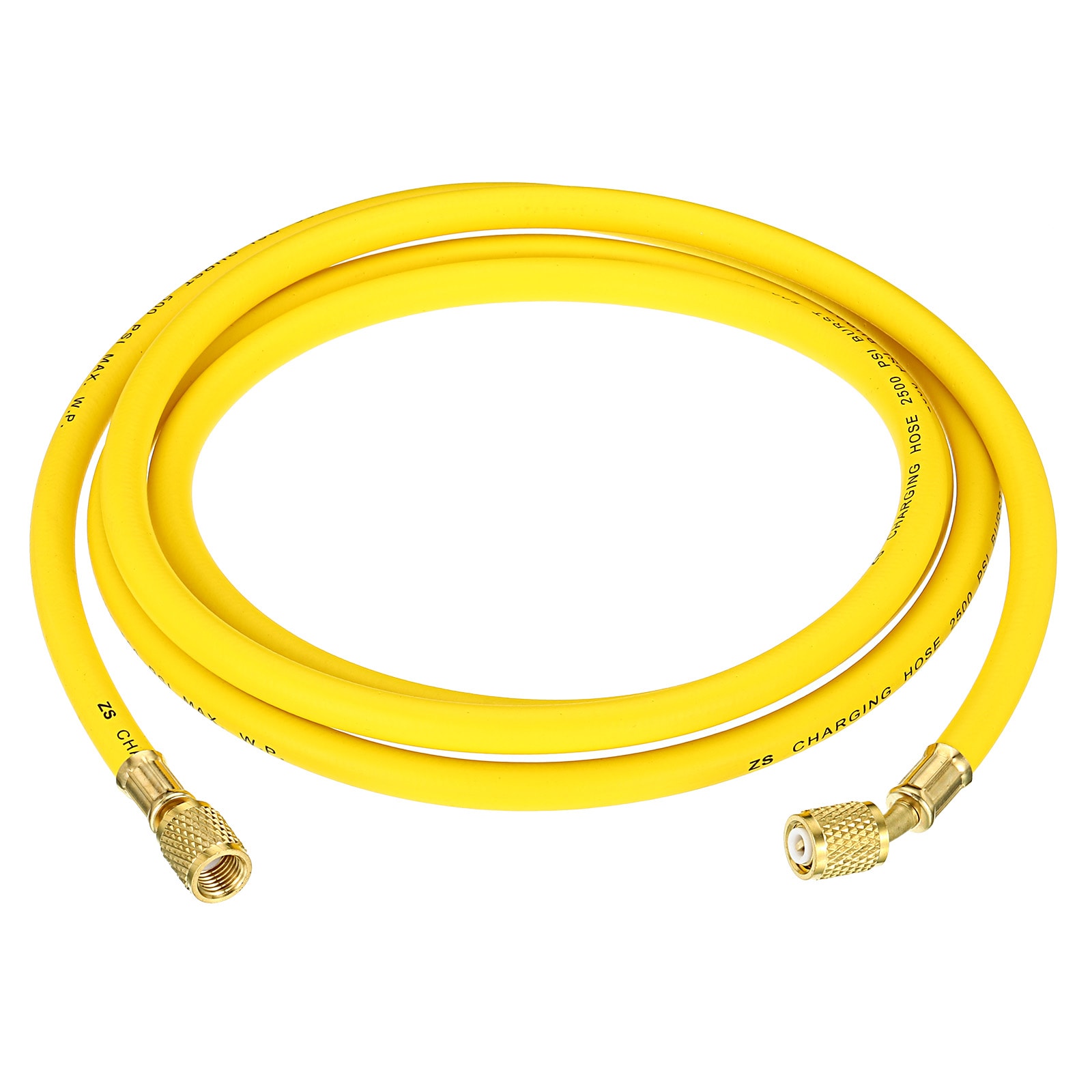 PATIKIL 1/4 SAE Refrigerant Charging Hose 8ft 500 PSI 2500 PSI Manifold Gauge Hose with AC Adapters for Air Conditioner HVAC Refrigeration Yellow #S25092400UX5933