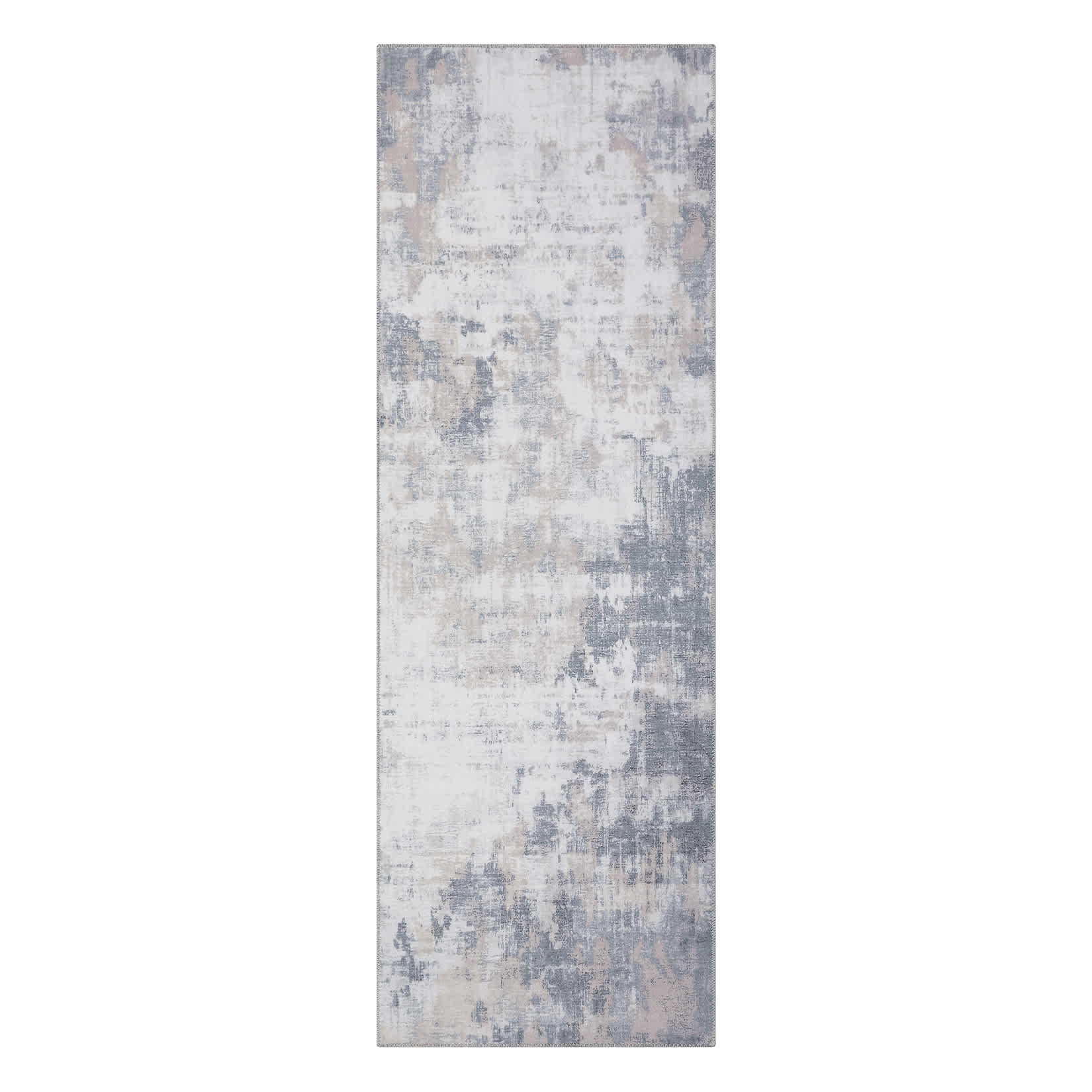 Qeetex SUNNY-PHO-15R29SR9 2 x 6 ft Polyester Grey/Taupe Rectangular Indoor Modern Abstract Machine Washable Runner Rug