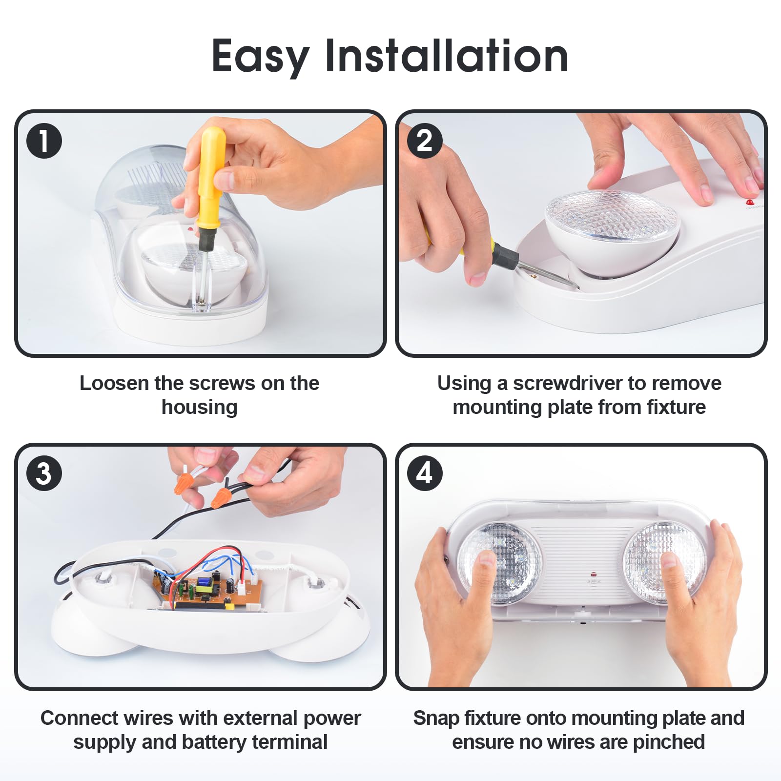 Oyezvary Outdoor Emergency Light Battery Backup Hardwired Wet Location ...