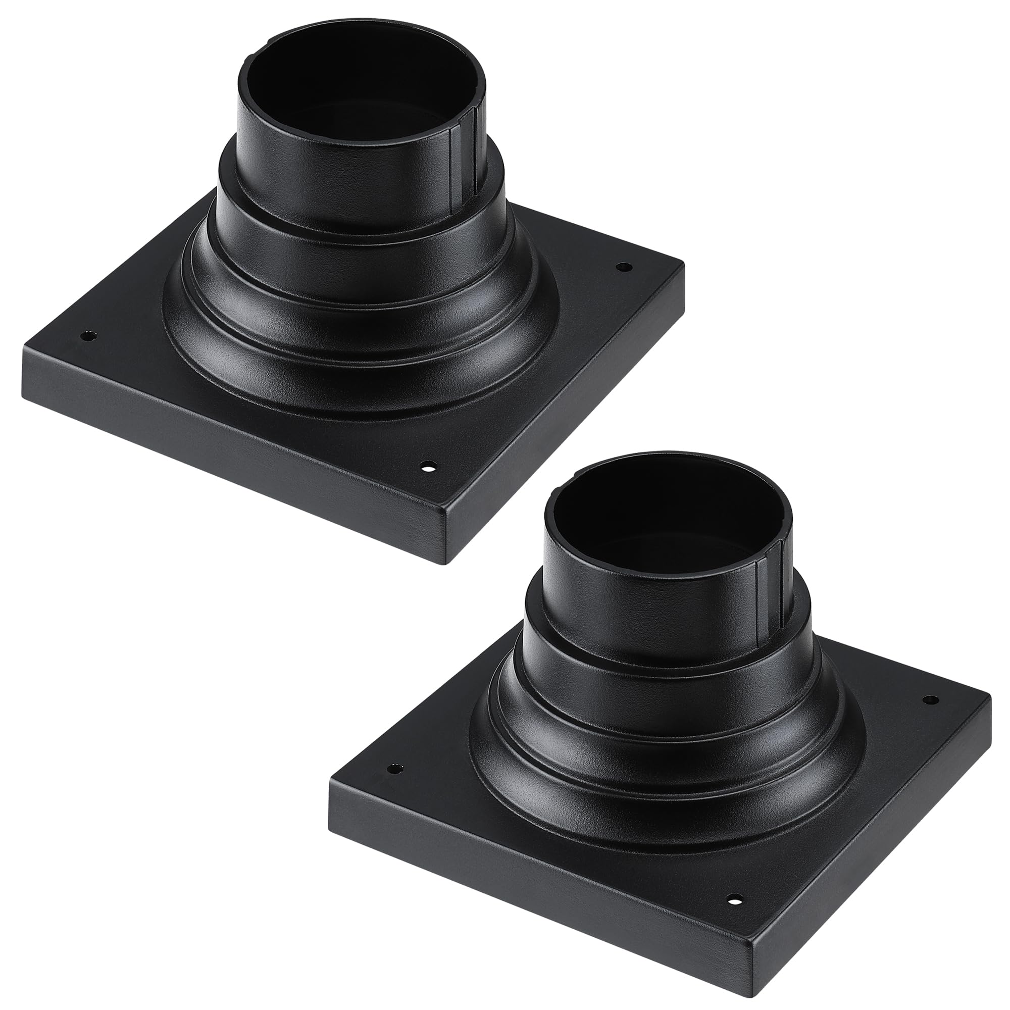 Phewnyzo  2 Pack Square Anchor Base for Post Mounted Outdoor Lamps Aluminum Alloy Pedestal Mount Base for Stone Walls Matte Black Six by Six Post