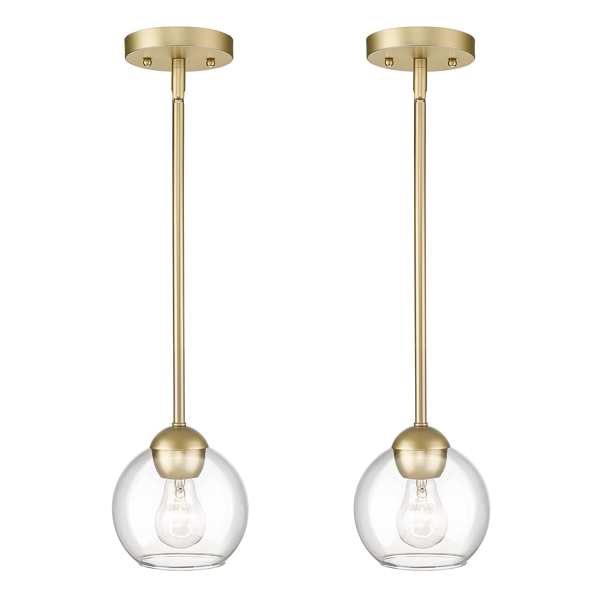 LTMATE LS0225-QM-HE-2PKDM JAZAVA 1 -Light Gold Modern/contemporary Clear glass Globe Mini Hanging Pendant light