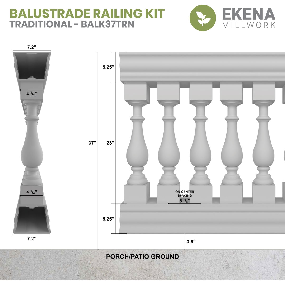 Ekena Millwork BALK37X060TRN railings - View #2