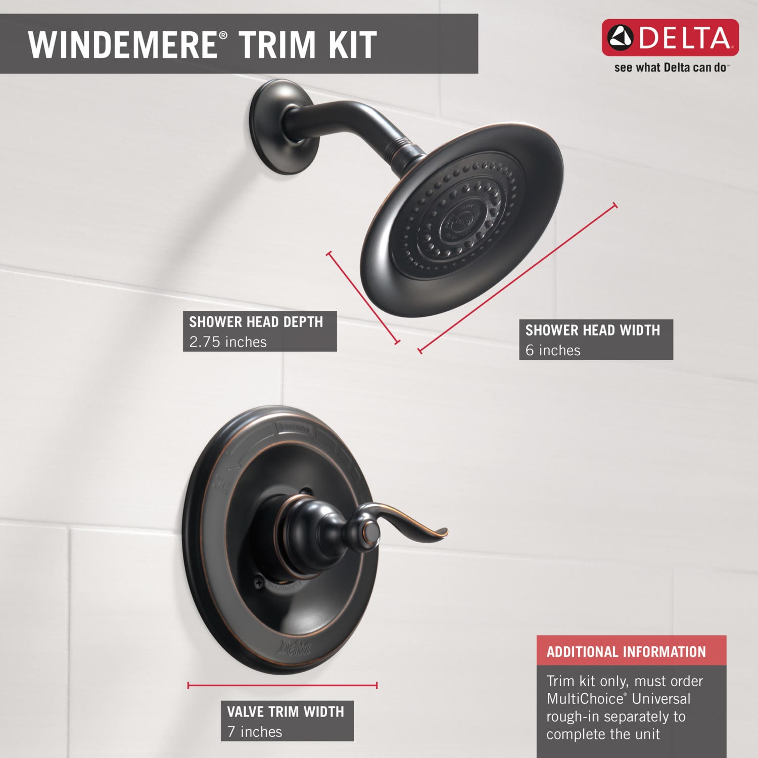 Delta Windemere Oil Rubbed Bronze 1 Handle Single Function Round Shower   05431482 