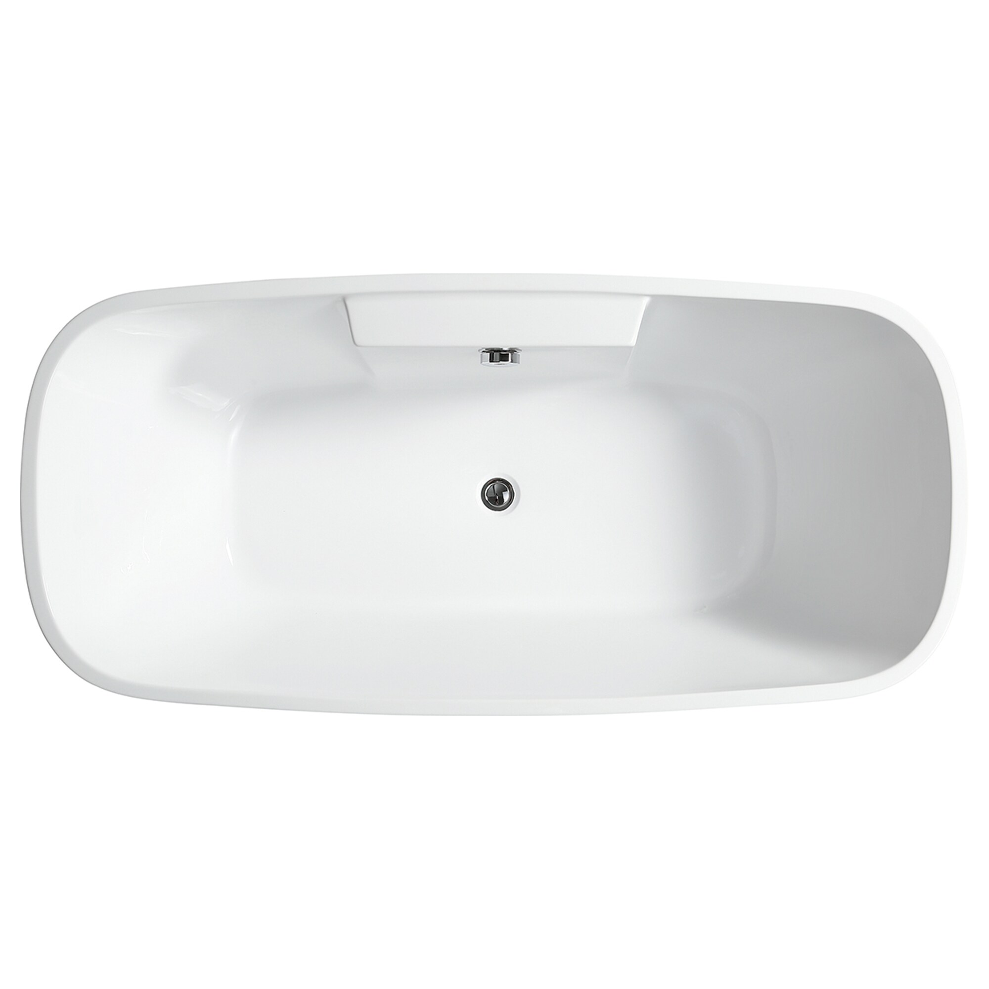 67-Inch White Acrylic Freestanding Soaking Bathtub with Chrome Overflow