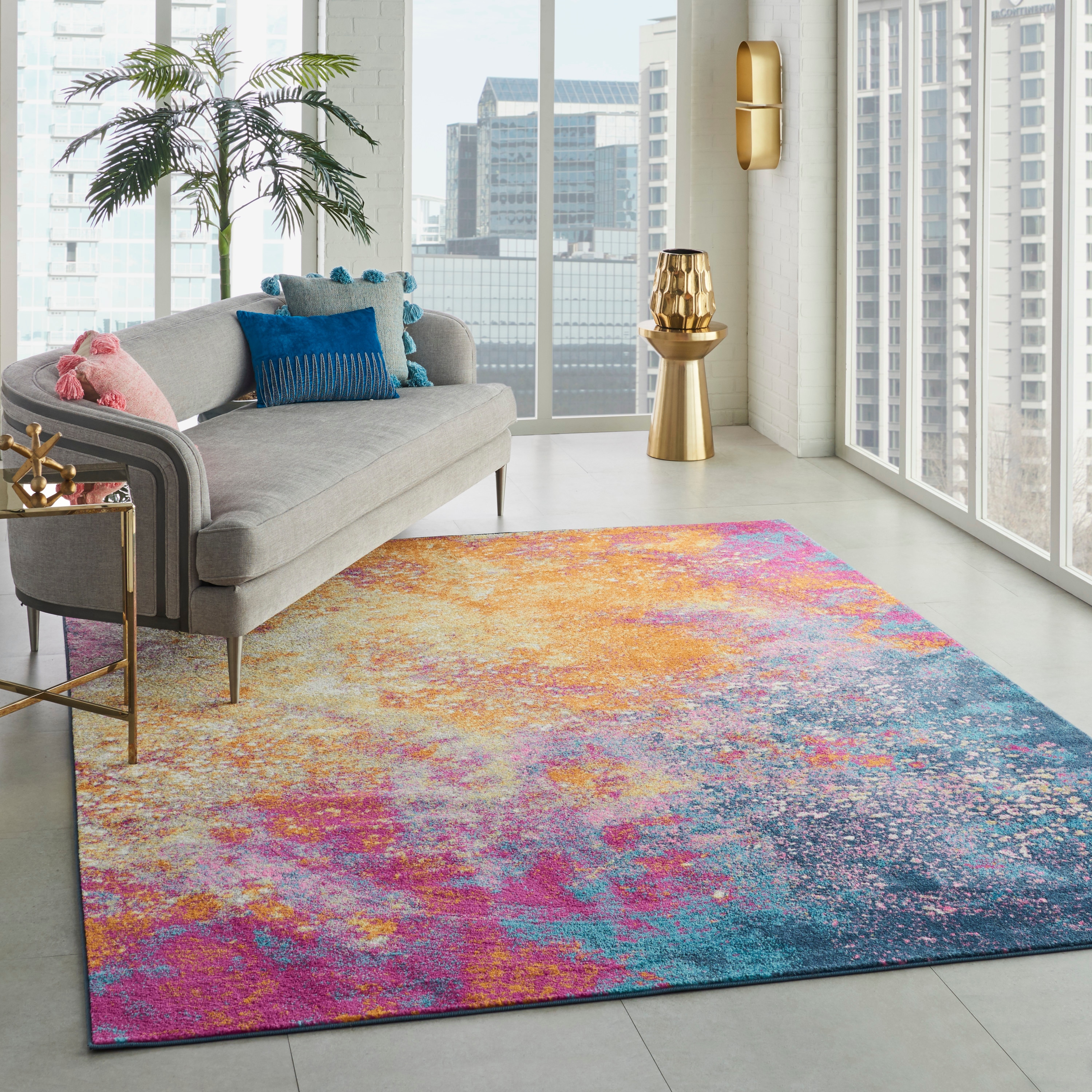 Nourison PASSION 8 x 10 Sunburst Indoor Abstract Area Rug in the Rugs ...