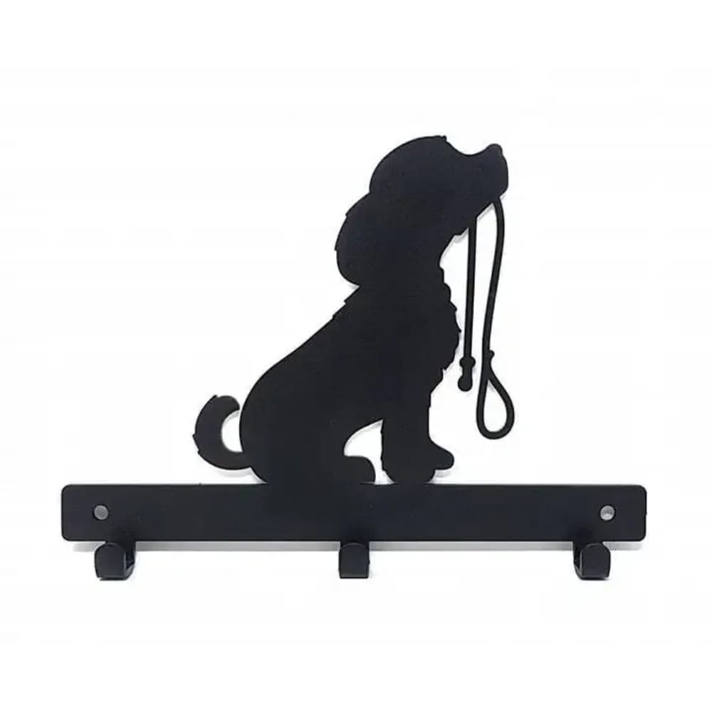 OBERSTER 1 Piece Dog Shaped Wrought Iron Wall Hook with Leash Includes Key Hook Door Curtain Towel Rack  Key Holder