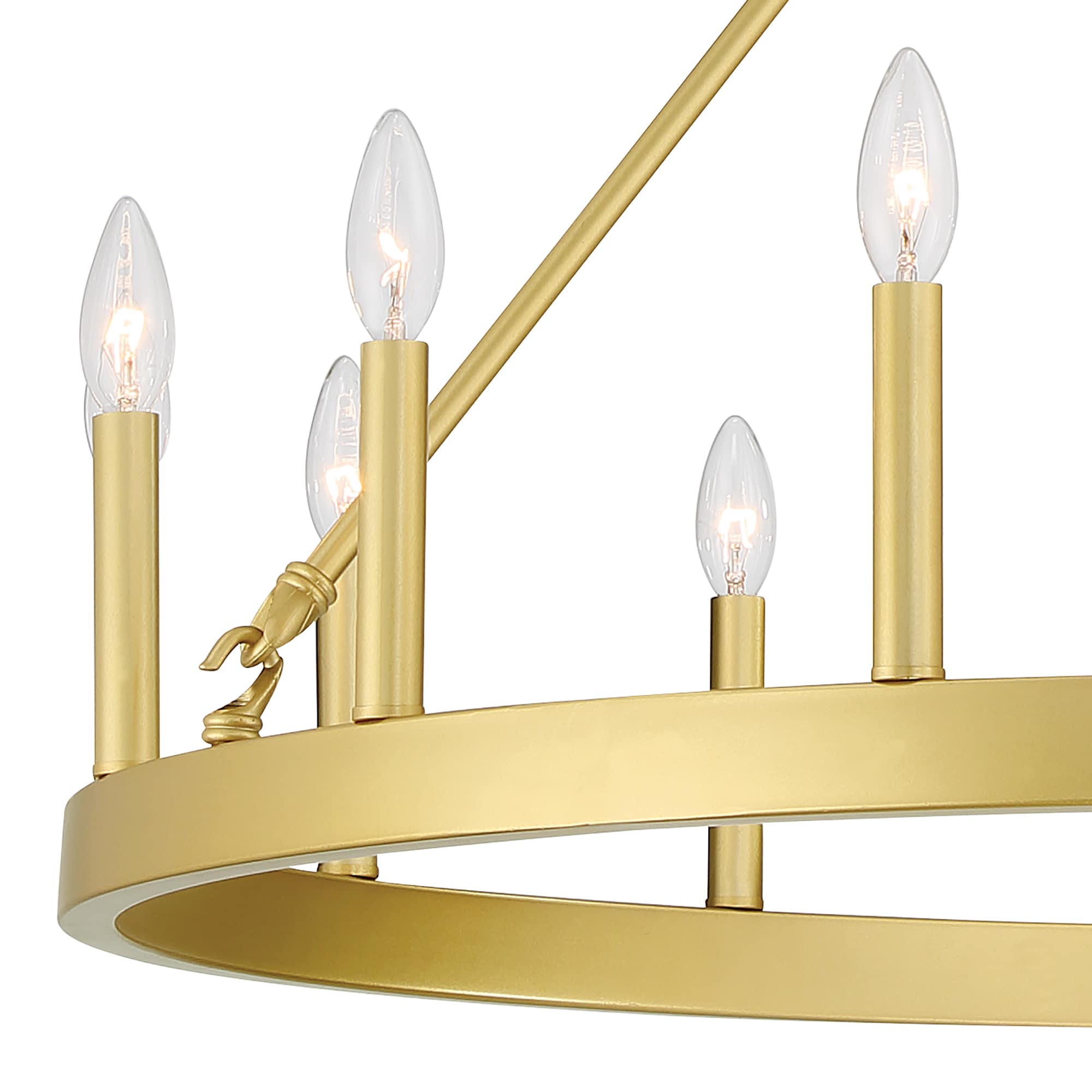 Satin Brass 40'' Large Wagon Wheel Chandelier with 15 Candle Lights