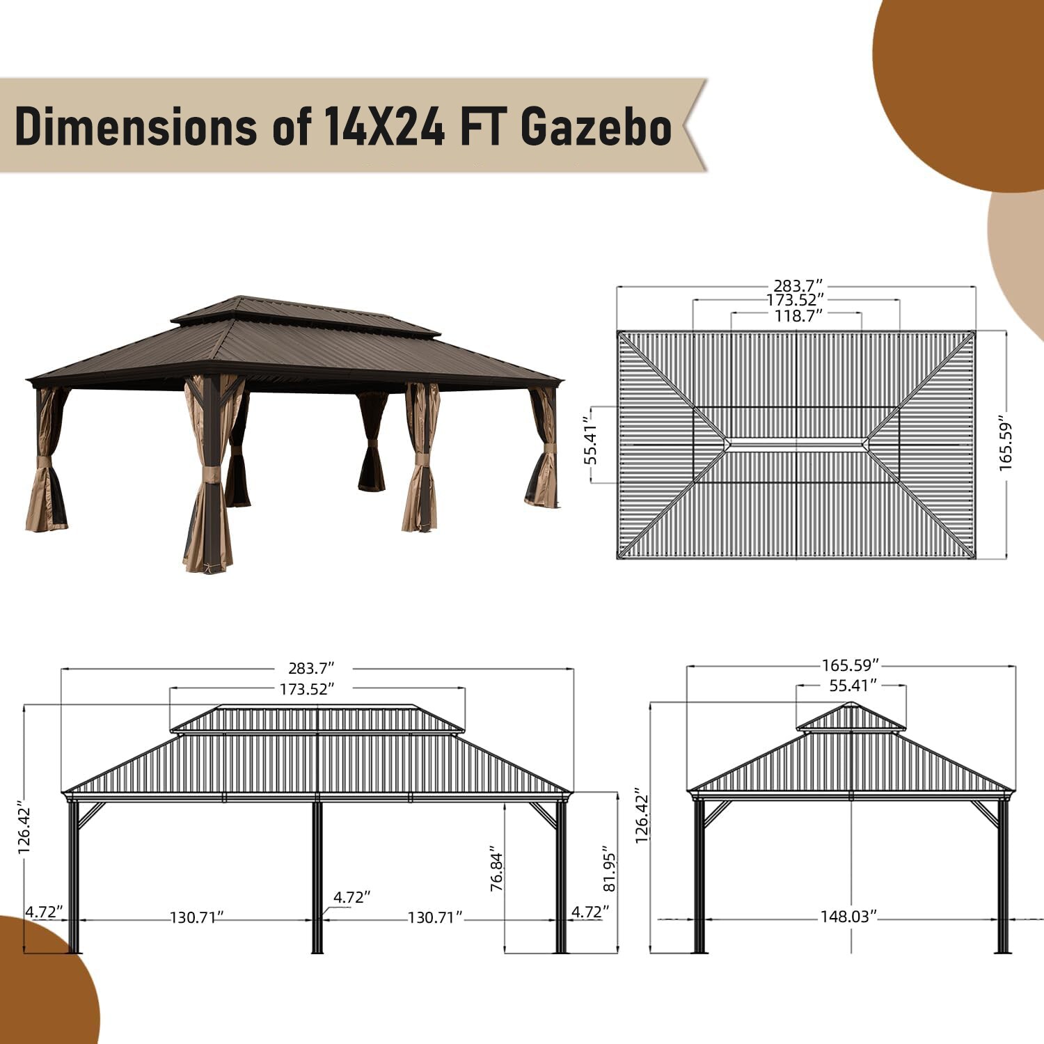 Clihome CL-CPL00107 Wood-Resin-Gazebos - View #3