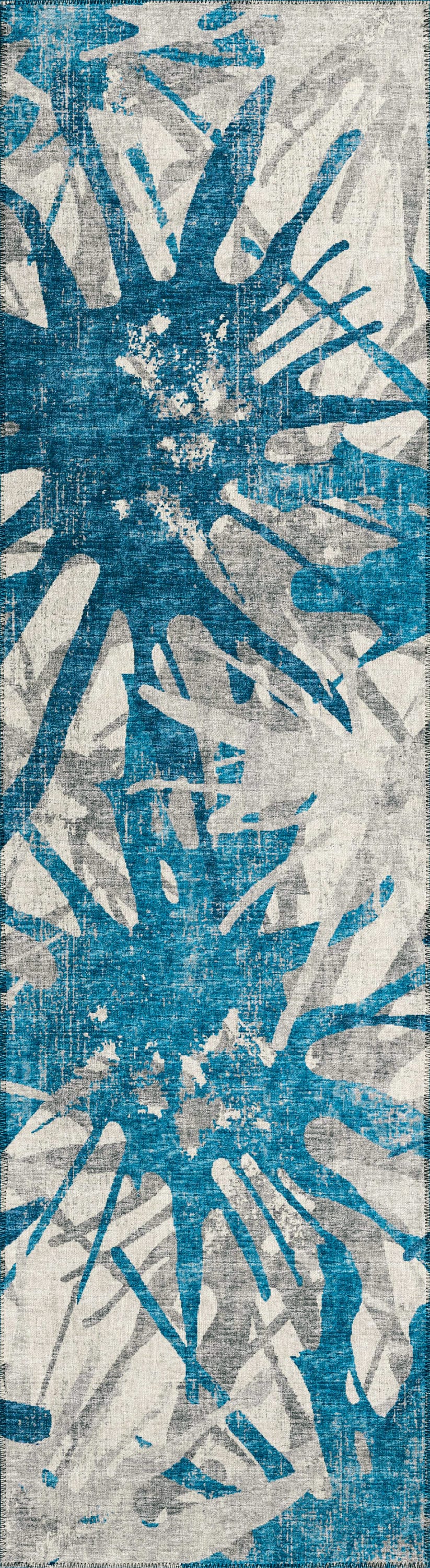Addison Rugs ABV36BL2X8 Bravado 2 x 8 (ft) Chenille Blue Rectangular Indoor/Outdoor Abstract Southwestern Machine washable Runner rug