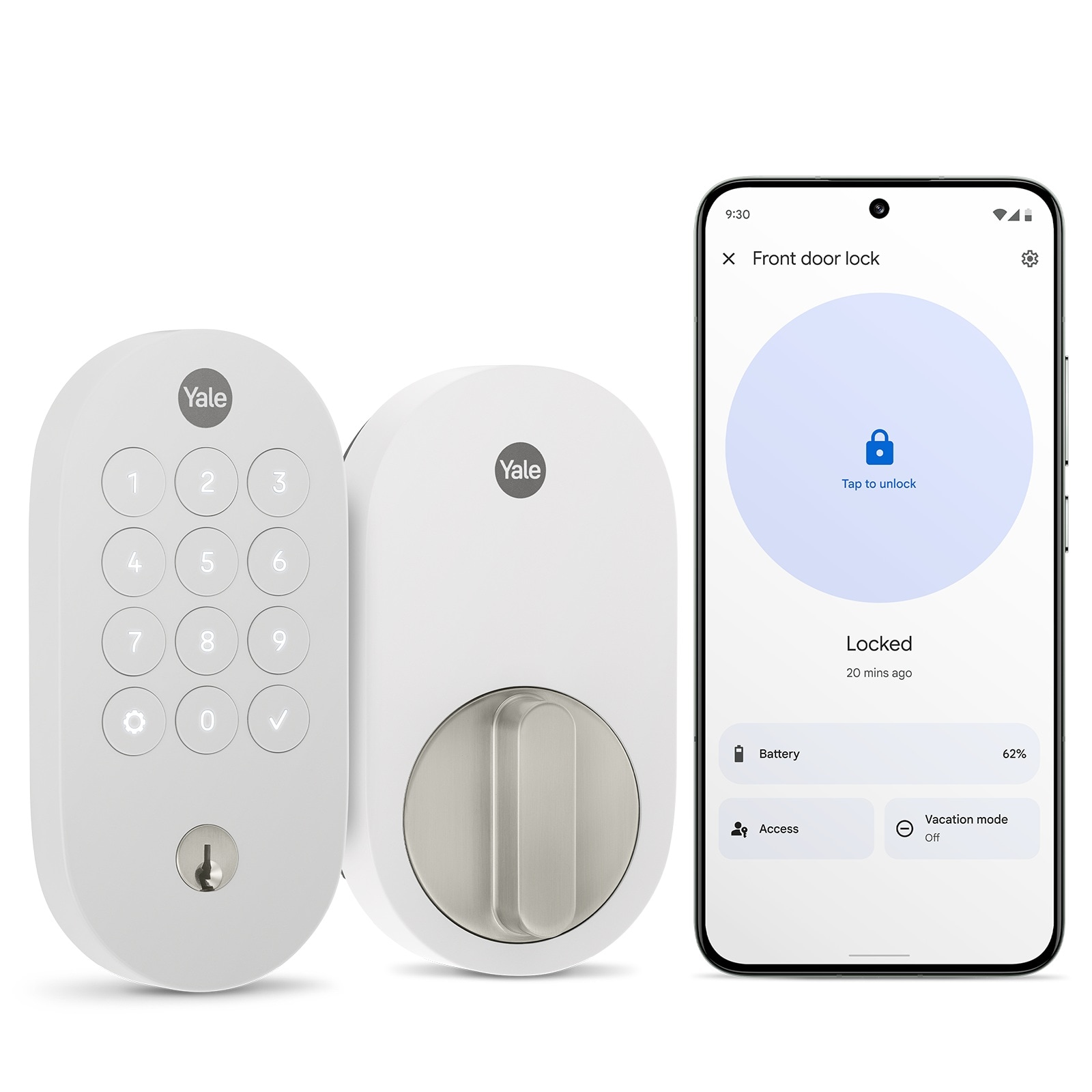Yale YRD510-MT1-SNW Google Home Snow Smart Lock Electronic Deadbolt Bluetooth and Keypad