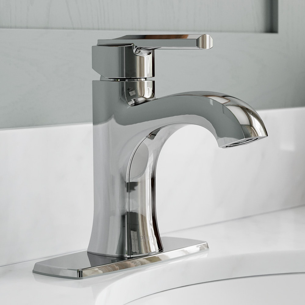 Pfister LF042VRICC Vaneri Polished Chrome Single hole 1-handle WaterSense High-arc Residential Handle Bathroom Sink Faucet with Drain with Deck Plate