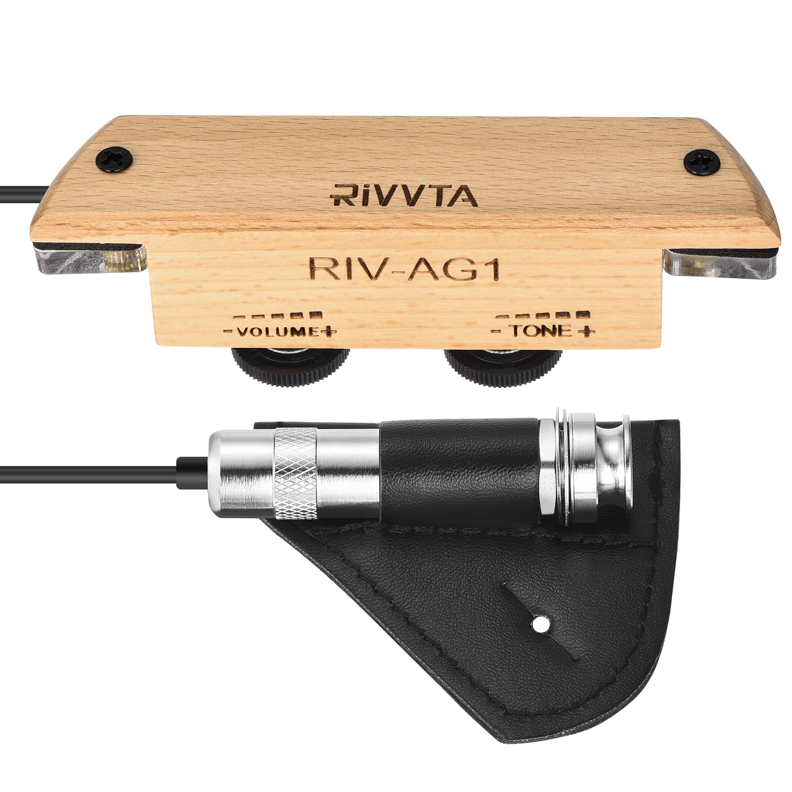 Unique Bargains Acoustic Guitar Pickup Guitar Pickups Acoustic Pickup with Volume Tone Control for Standard Steel String Acoustic Guitars(Natural Beech)