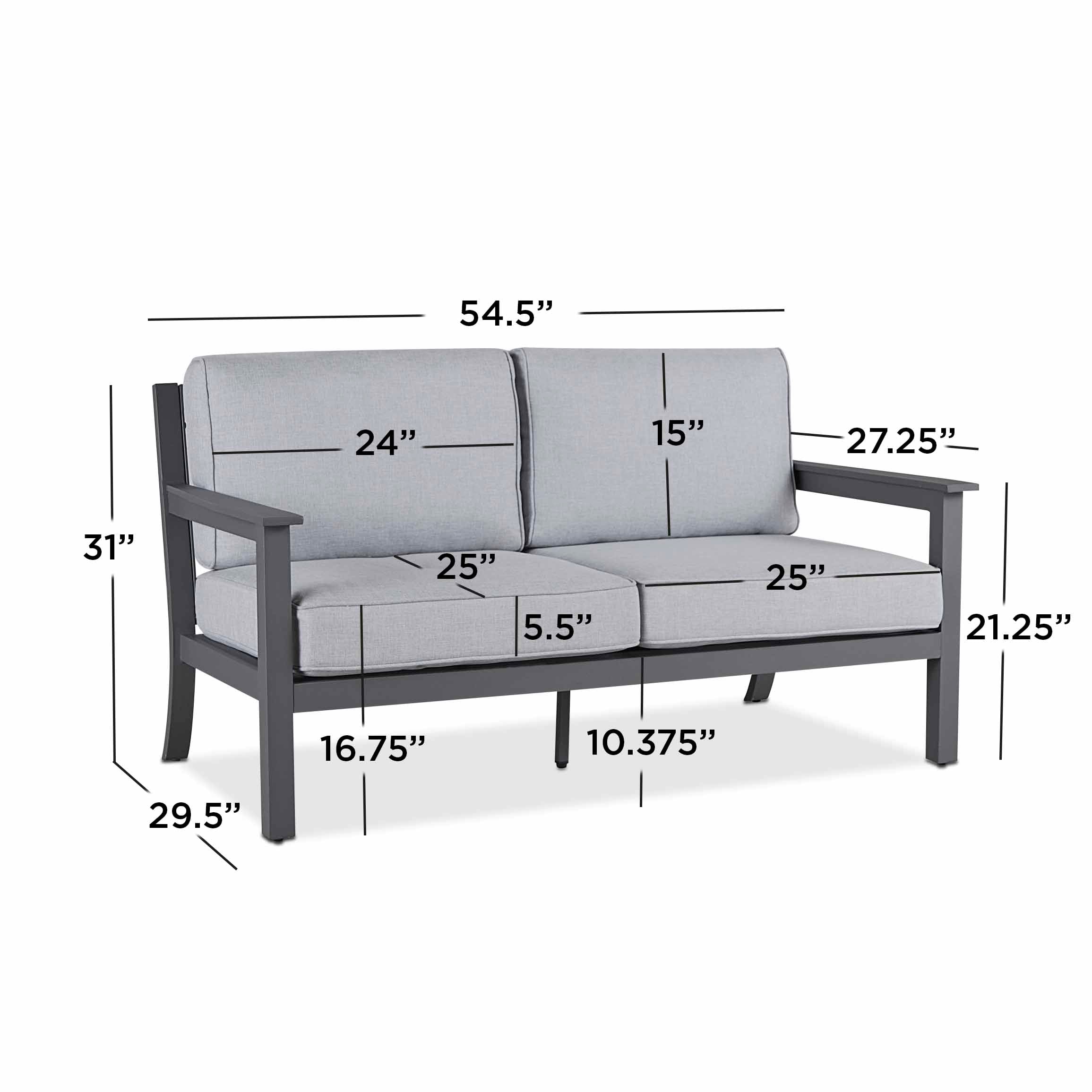 Ortun the 2-Seat Real Light Sofas Sofa Flame Sectionals department Gray Patio with Outdoor Cushions at in in Gray &