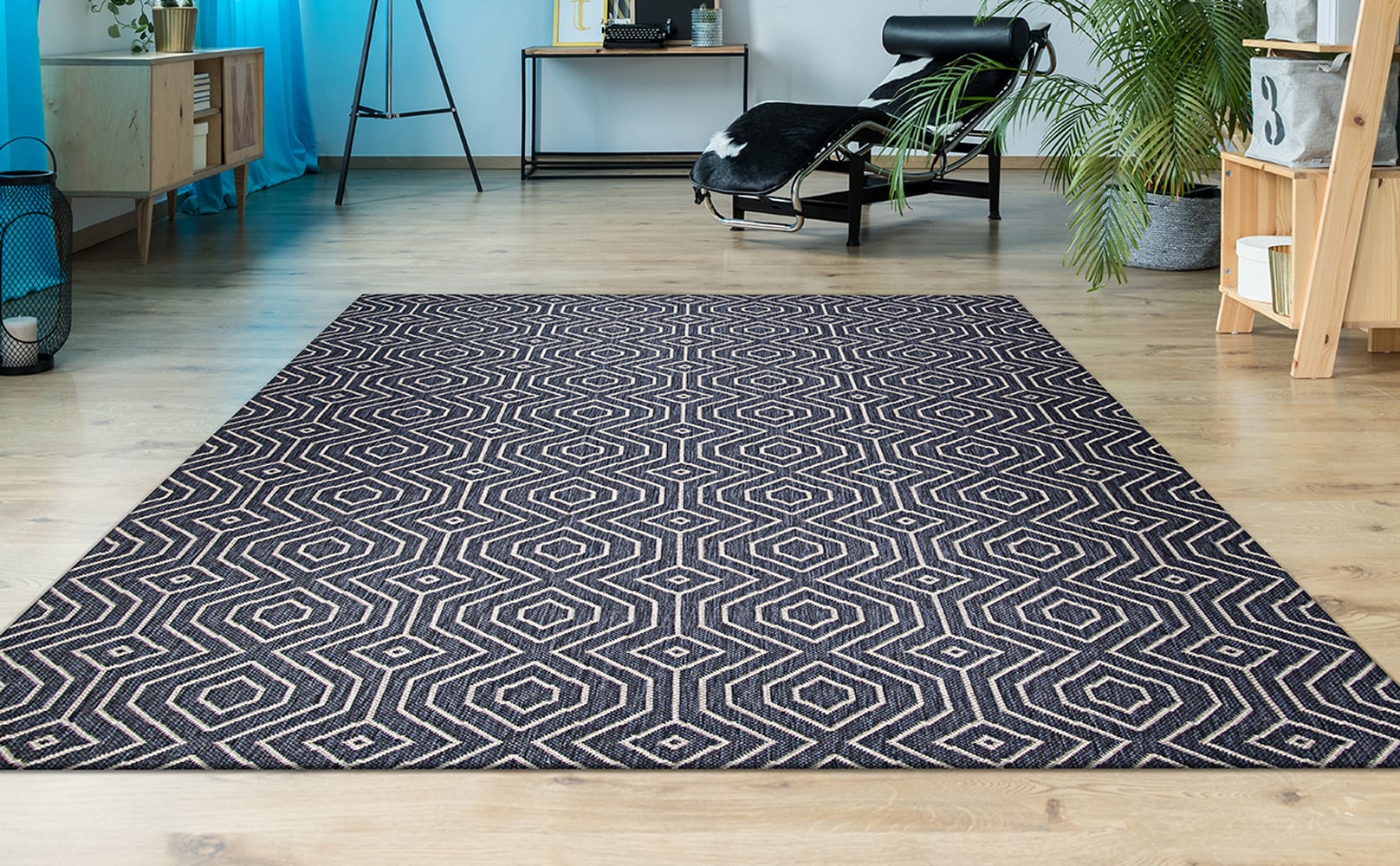 Afuera Ivory Synthetic 2' x 11' Modern Flat Woven Runner Rug