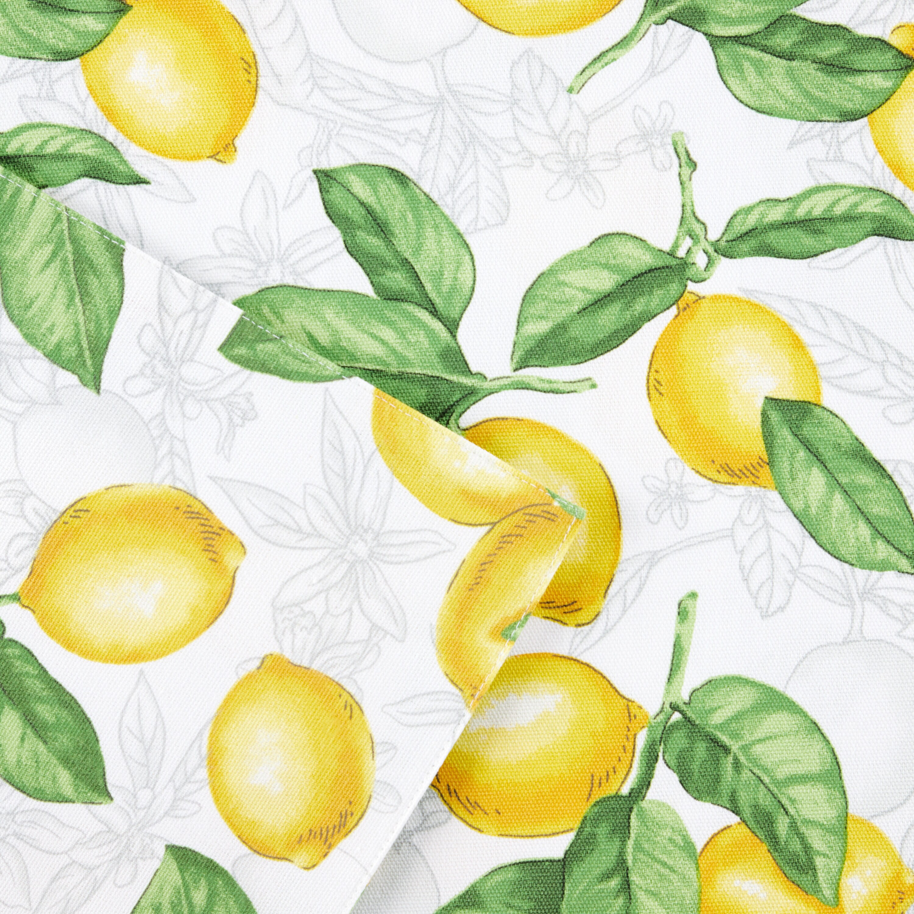 MARTHA STEWART Lots Of Lemons White/Yellow Lemons Cotton Kitchen