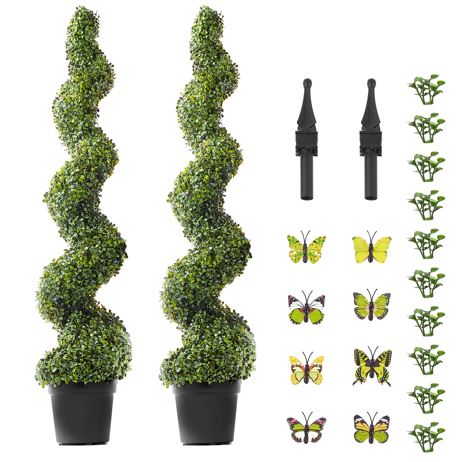 Huluwat - 2 Pack 60-inch Artificial Boxwood Topiary Tree Faux Plant UV Decor for Outdoors or Indoor