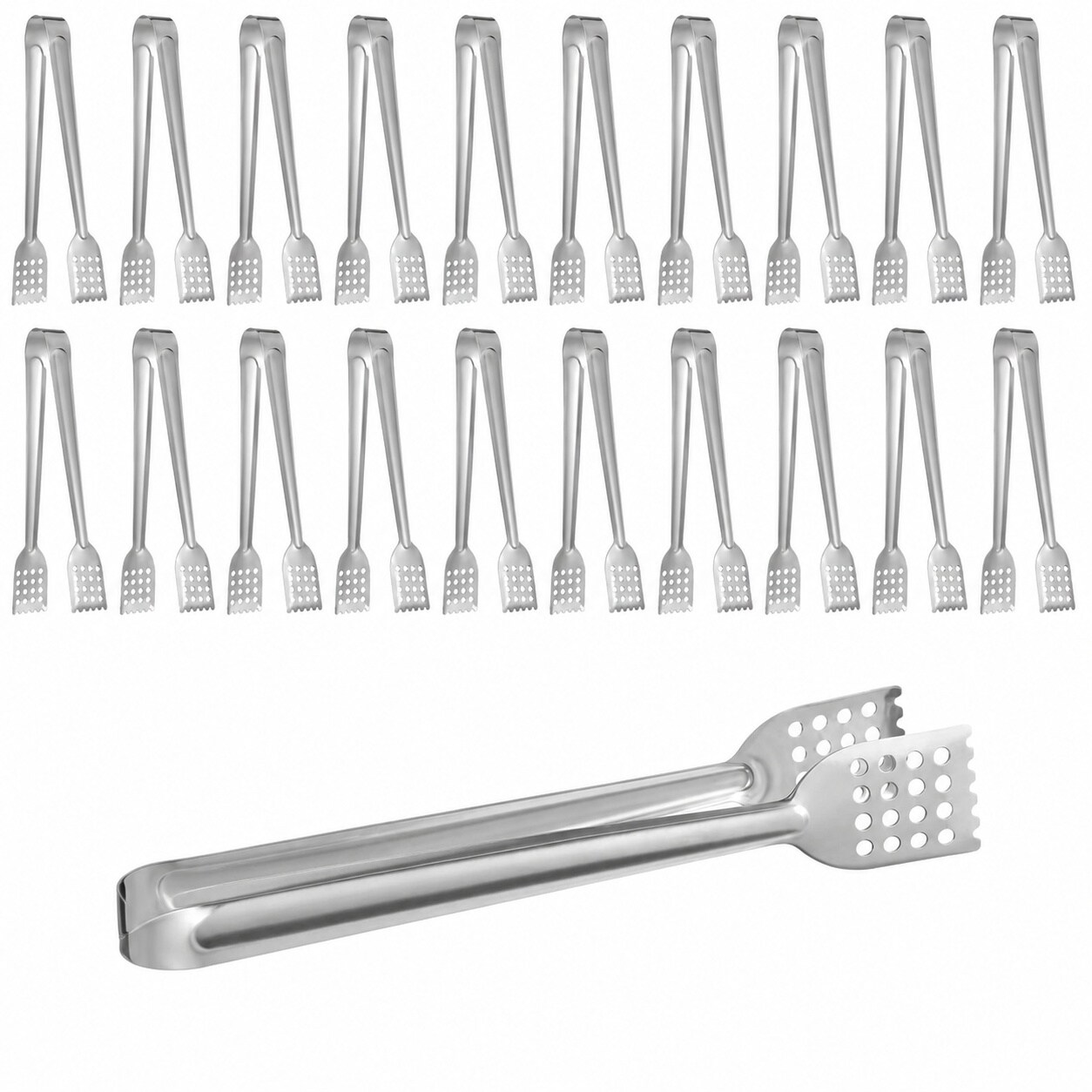Aoibox  20 Pack 7 Inch Stainless Steel Serving Tongs for Buffet Salad and Food Service Reusable Heavy Duty