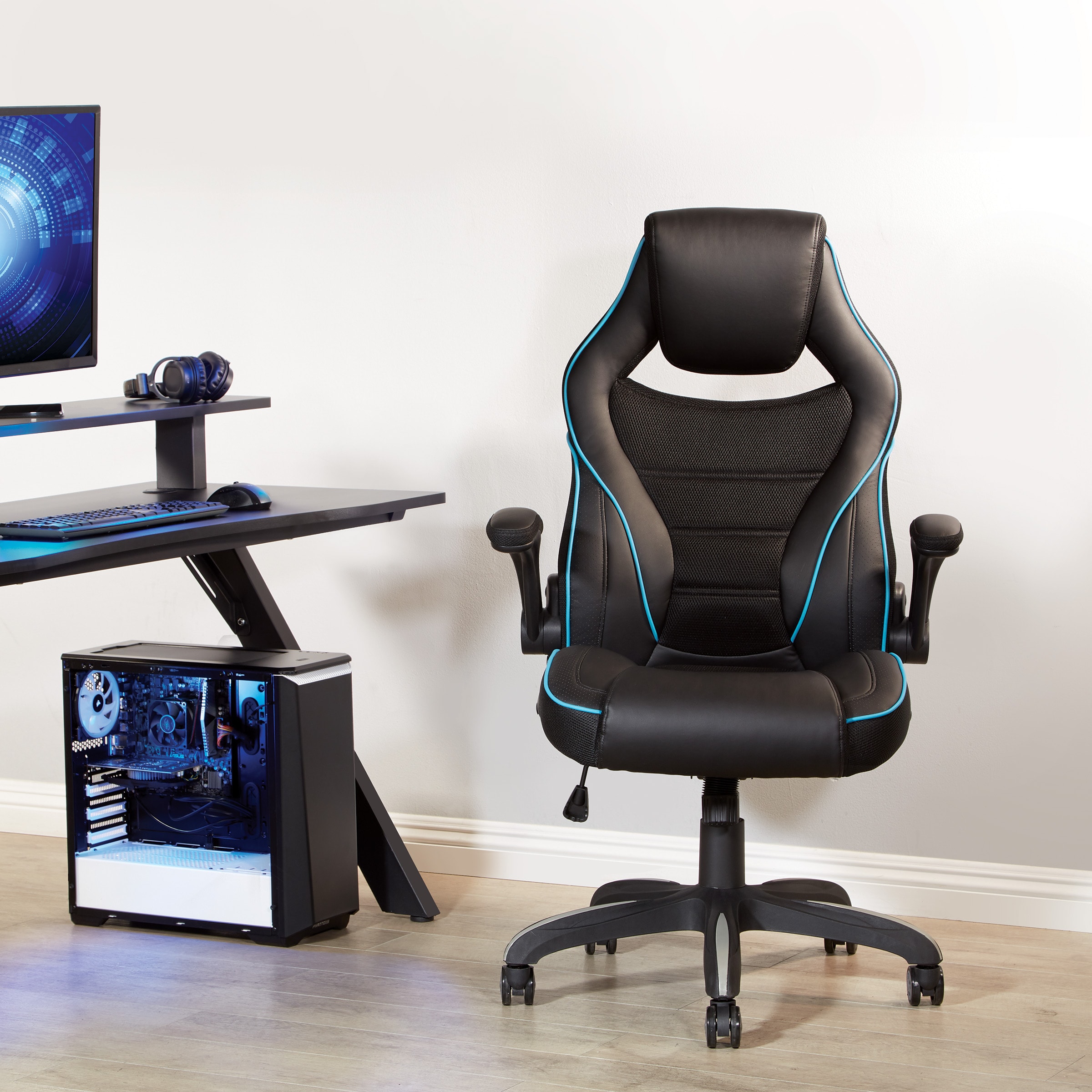 Office Star Products XEN25-BL Blue Contemporary Ergonomic Adjustable Height Swivel Mesh Gaming Chair