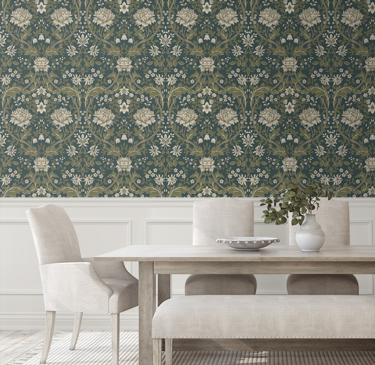 Nextwall 31.35-sq Ft Teal And Moss Green Vinyl Floral Self-adhesive 