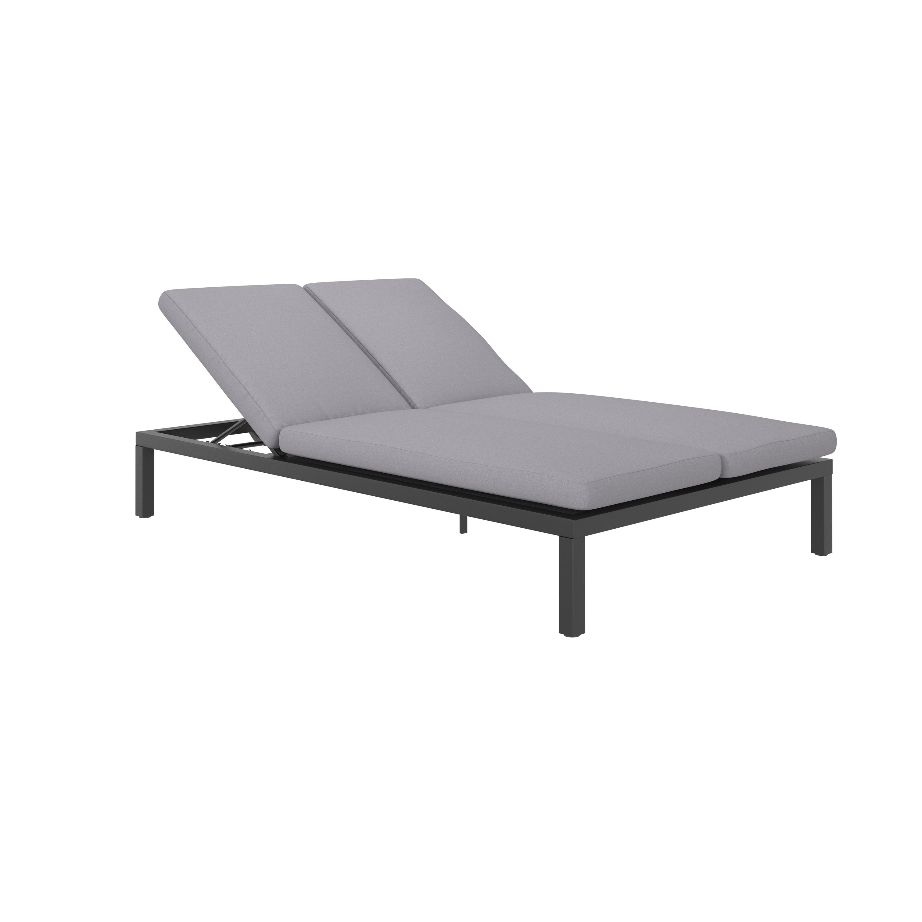 Allen + Roth Black Metal Frame Stationary Chaise Lounge Chair(S) With Gray  Cushioned Seat In The Patio Chairs Department At Lowes.Com