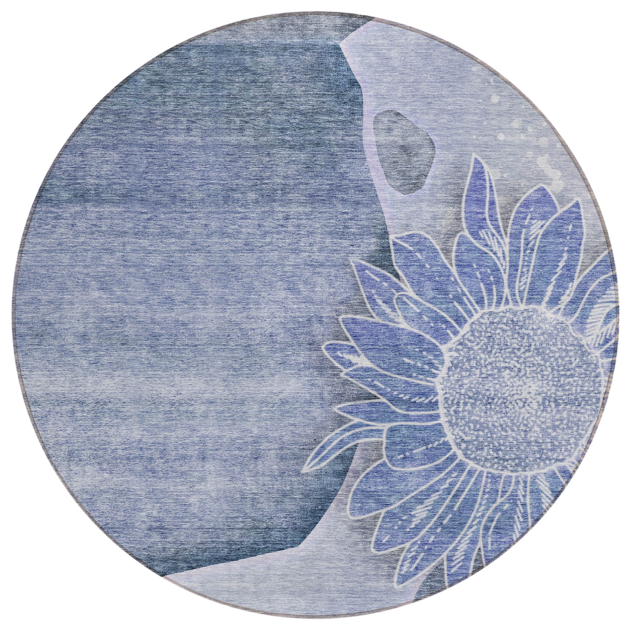 Addison Rugs ACN700BU8RO Chantille ACN700BU 8 x 8 (ft) Polyester Blue Round Indoor/Outdoor Geometric Machine washable Area rug