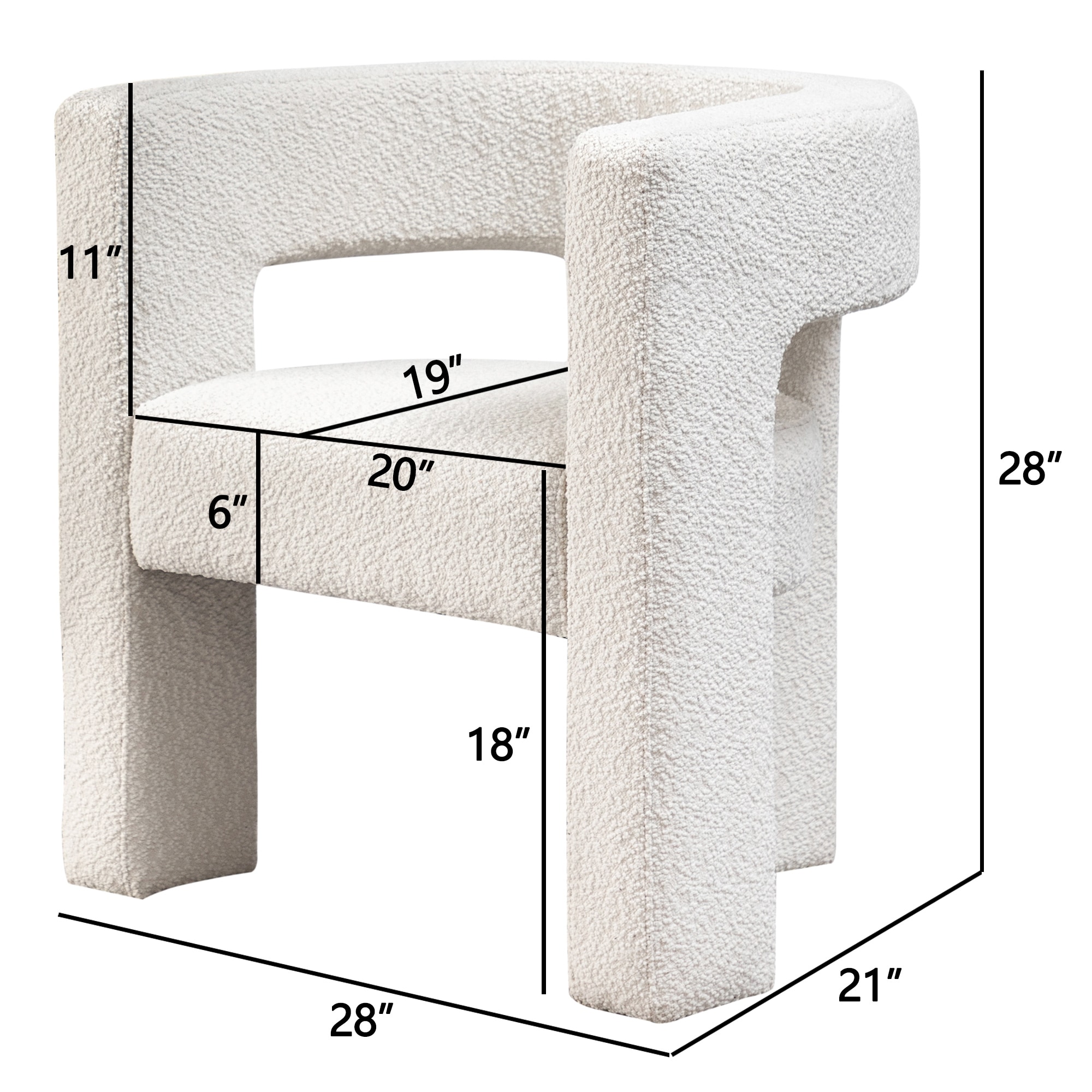 Cream Boucle Upholstered Barrel Accent Chair with Wood Frame