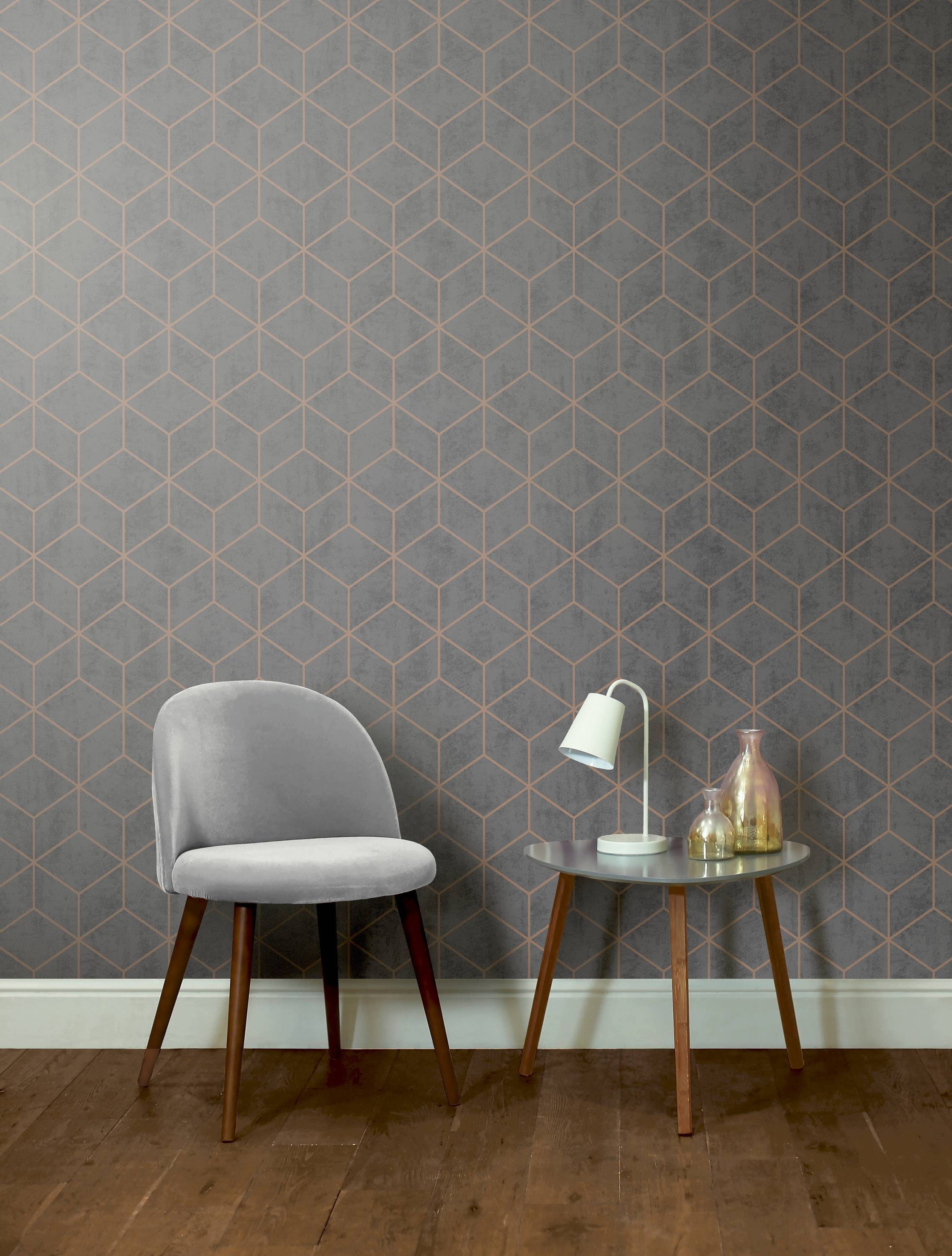 Gold and Silver on Charcoal Wallpaper