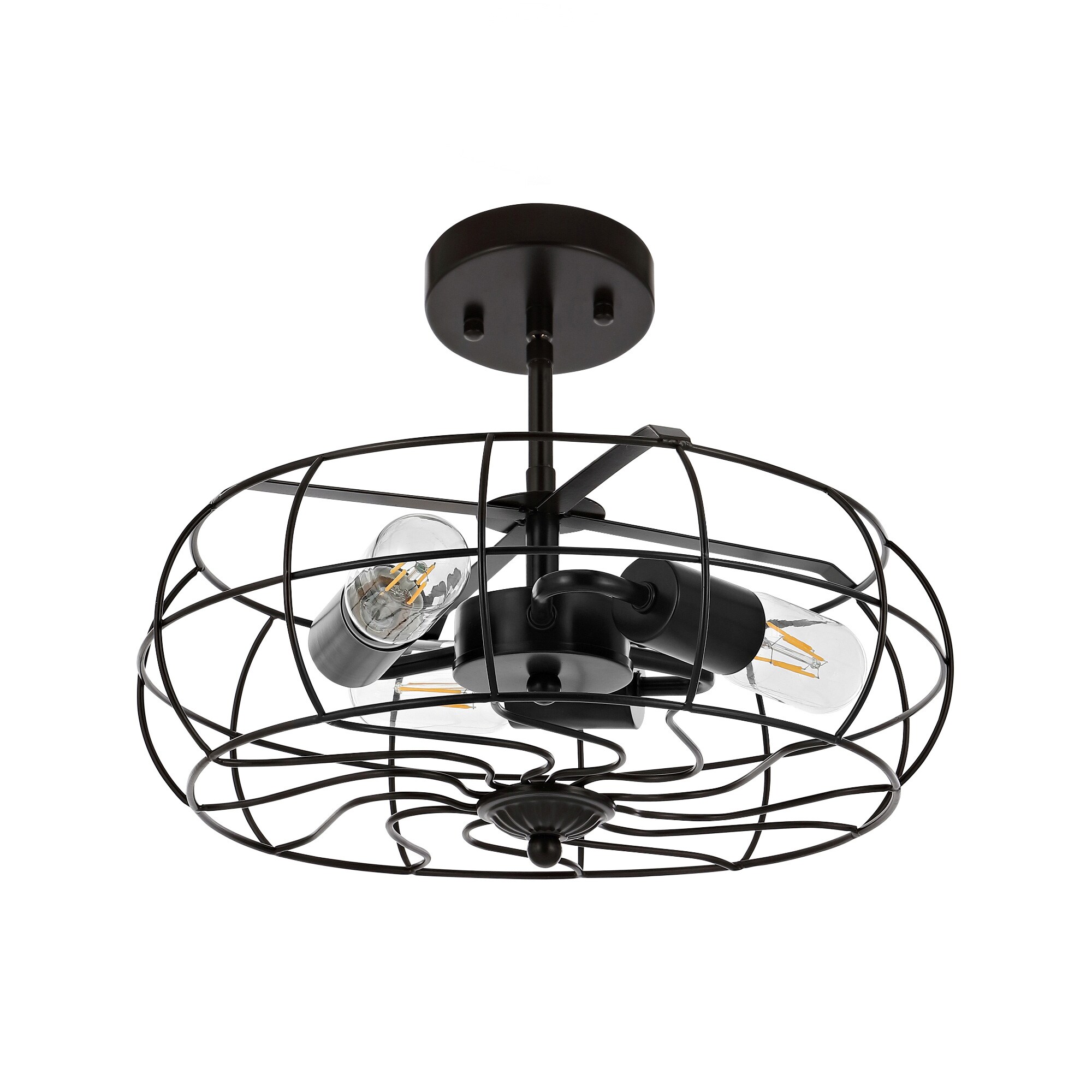 GETLEDEL LEFX-0206-BK 3 -Light 15-in Black Semi Flush Mount Light