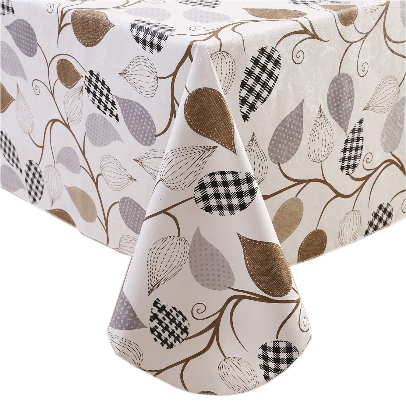 Anqtovp - Heavy Duty Vinyl Tablecloth with Flannel Backing Waterproof Oil Proof Stain Resistant ...