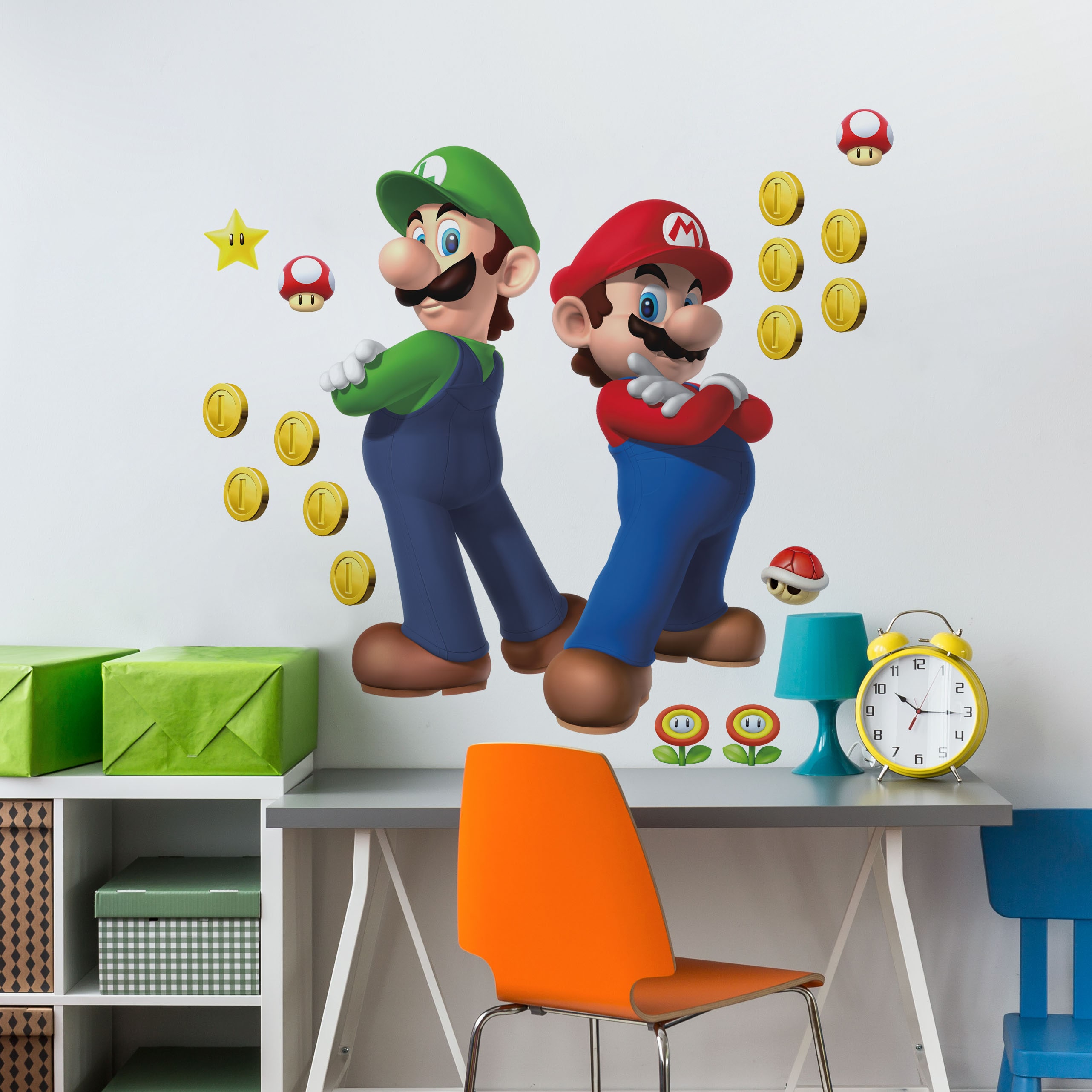 Super Mario and Luigi Colorful Peel and Stick Wall Decals
