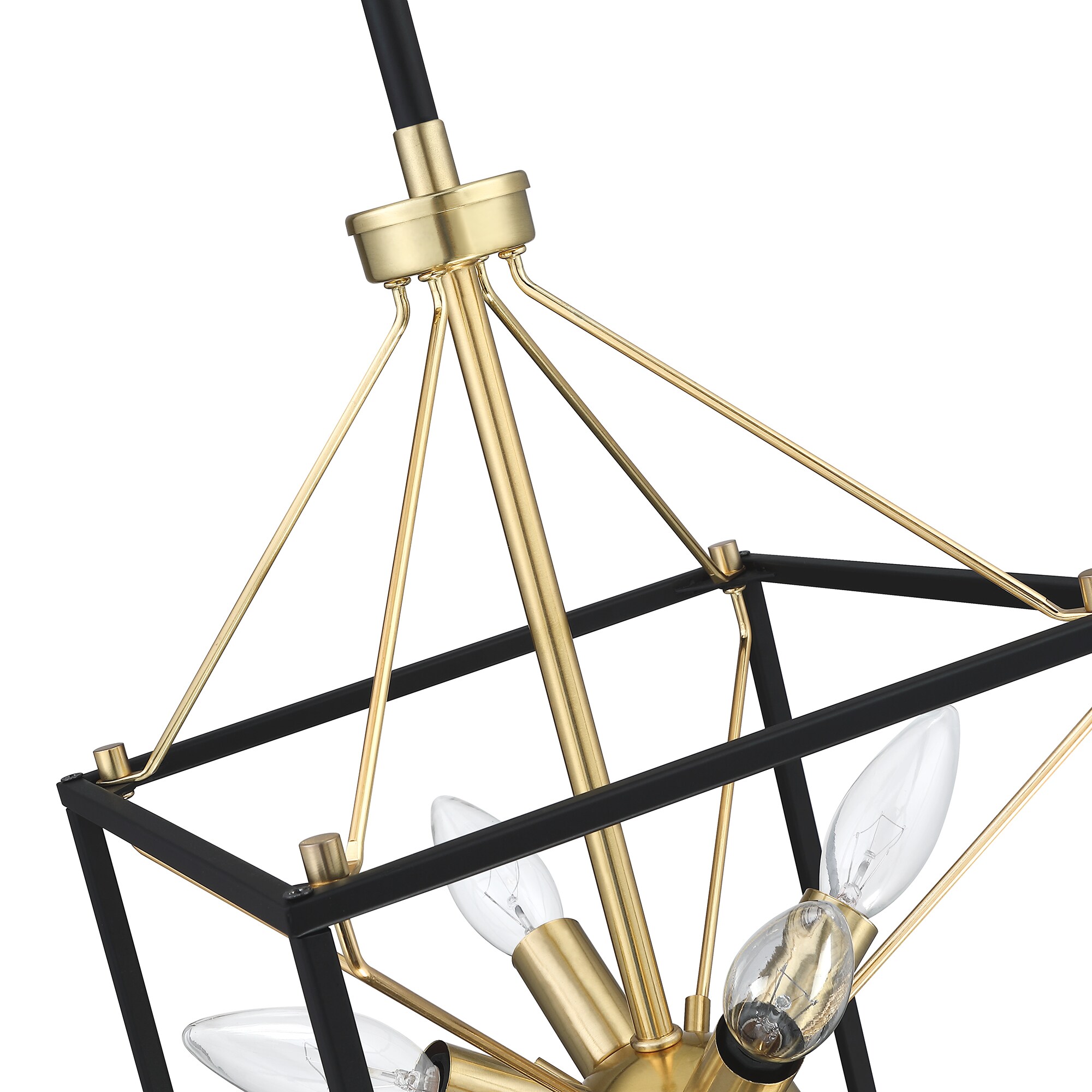 10" Matte Black and Gold Modern Rectangle Lantern Pendant Light