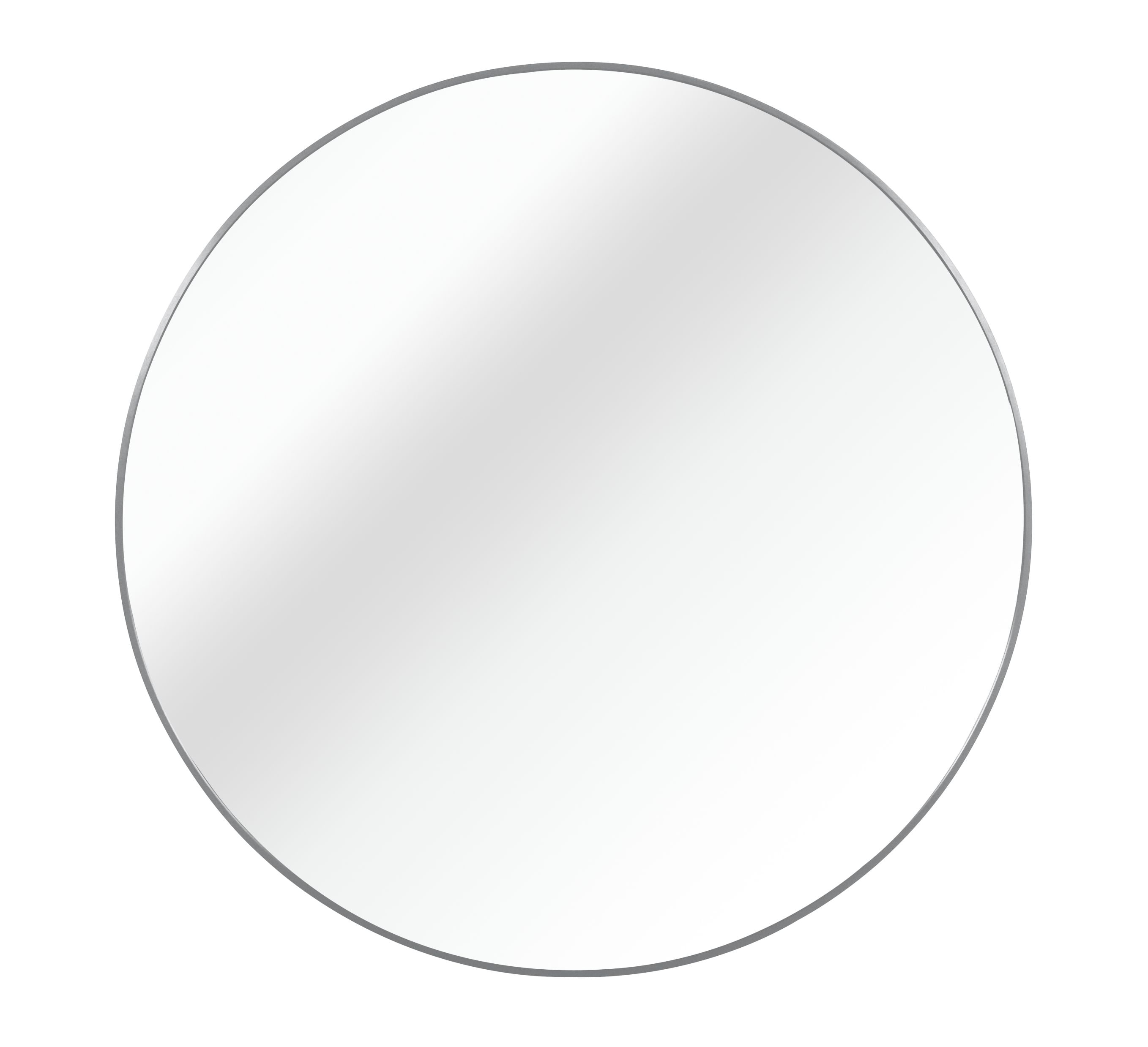 WELLFOR GIZBRX05Q MZ 42-in x 42-in Framed Round Bathroom Vanity Mirror ( Silver )
