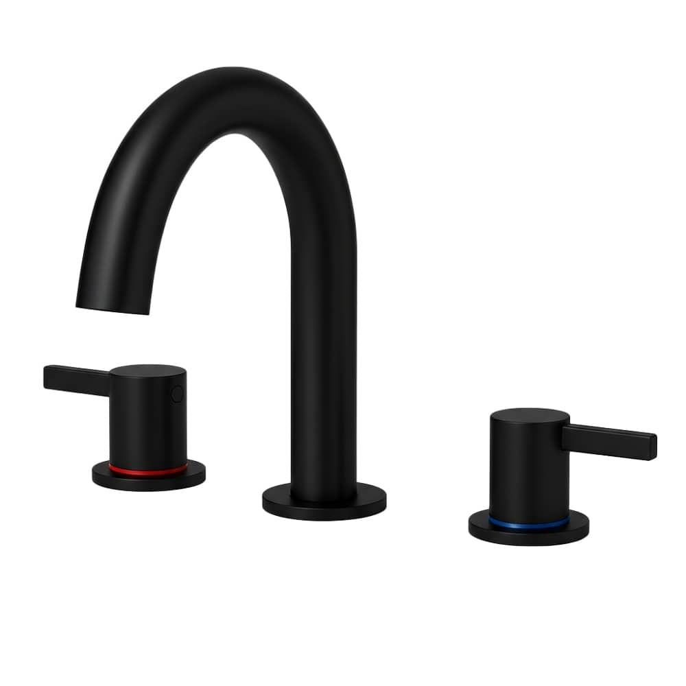 Ama Pear Matte Black Widespread Bathroom Faucet with Pop-Up Drain