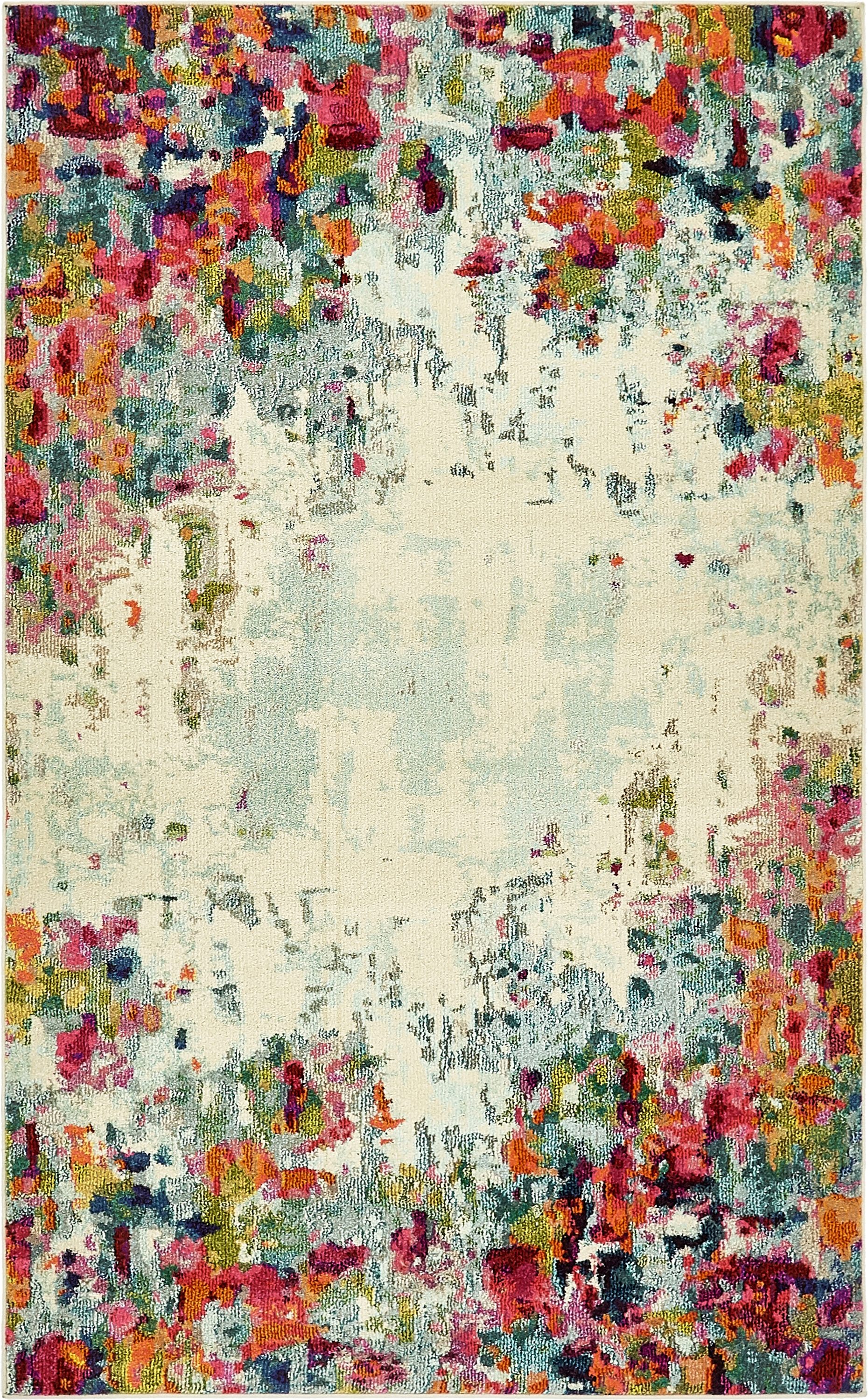 Unique Loom 3139857 Joyous Chromatic 5 x 8 (ft) Loomed Polypropylene Multi/Beige Rectangular Indoor Abstract Area rug