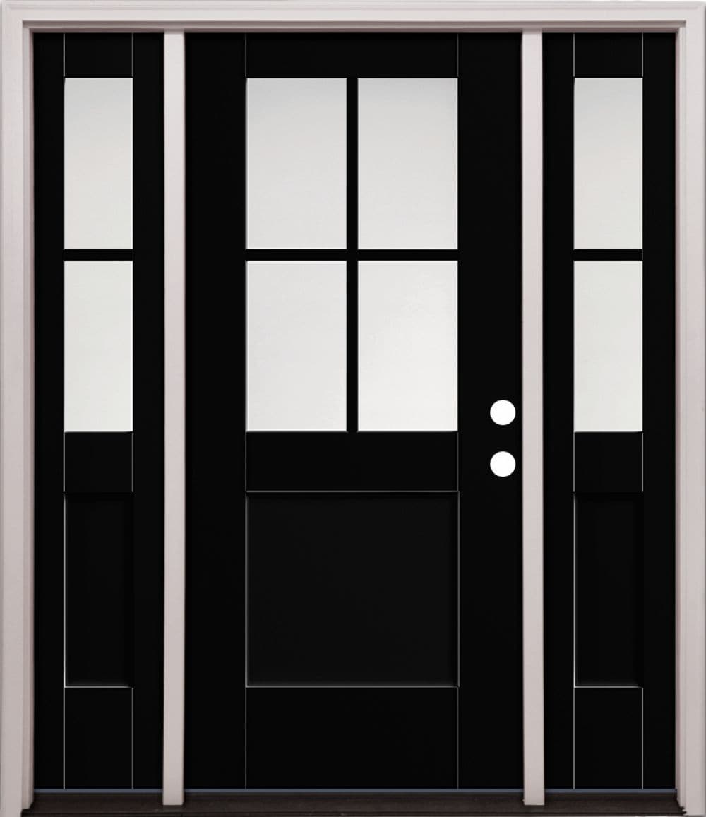 Therma-Tru 64-in x 80-in Fiberglass Half Lite Prehung Front Door with Sidelights and Brickmould
