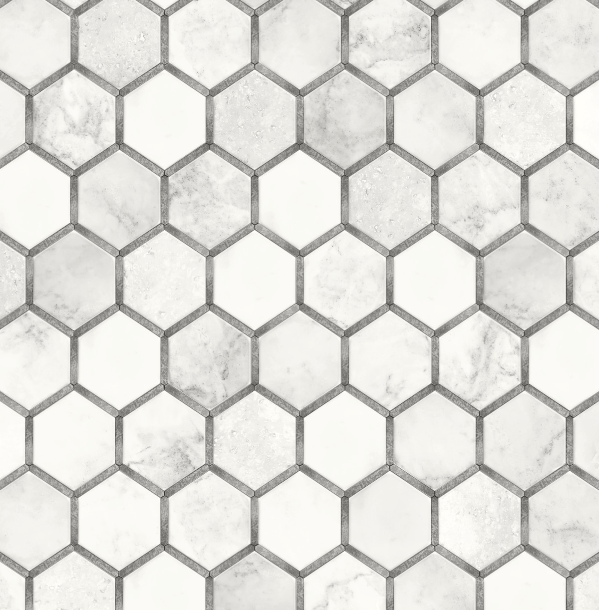 NextWall NW38615 30.75-Sq. Feet Carrara and Metallic Silver Vinyl Tile Self-adhesive Peel and Stick Wallpaper