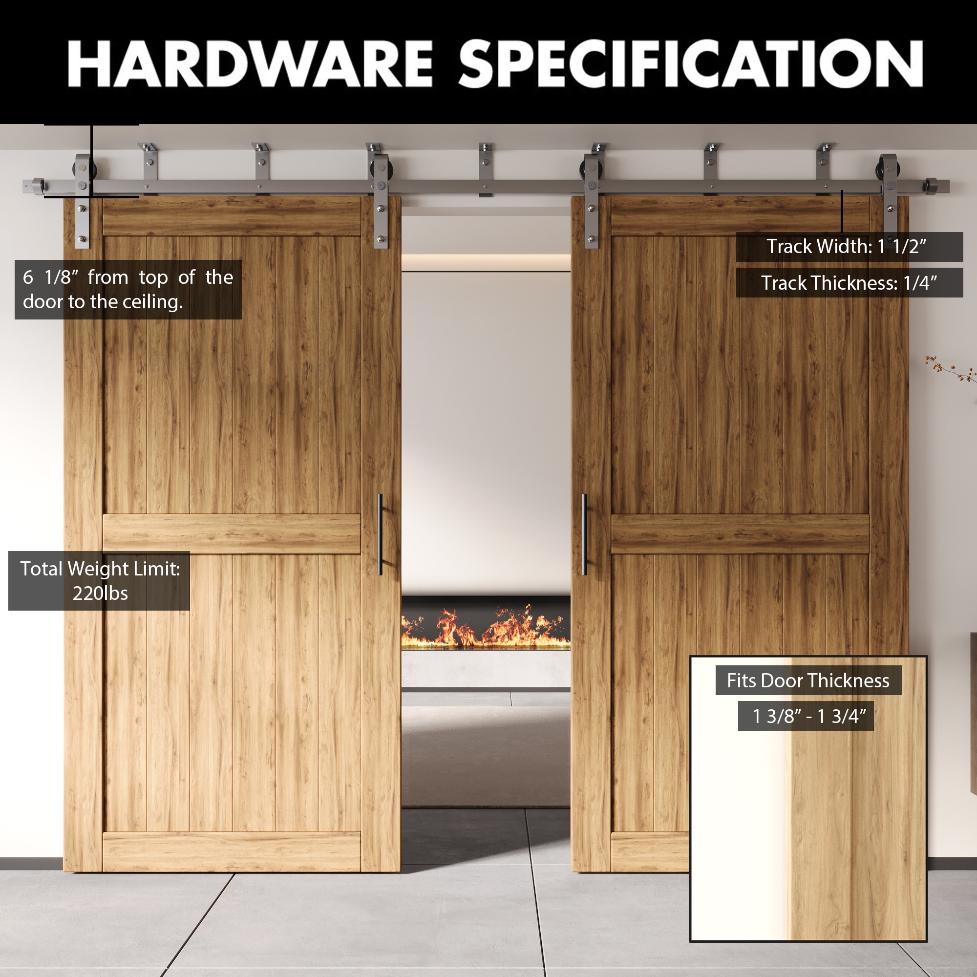 HOMACER CM-YT2DNZ084C Barn-Door-Roller-Kits - Thumbnail View #3